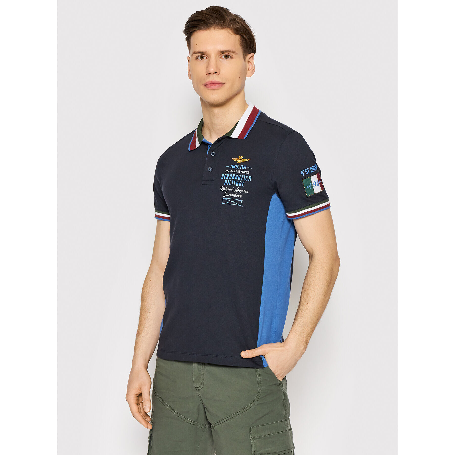 Aeronautica Militare Polokošile 221PO1615P199 Tmavomodrá Regular Fit - Pepit.cz