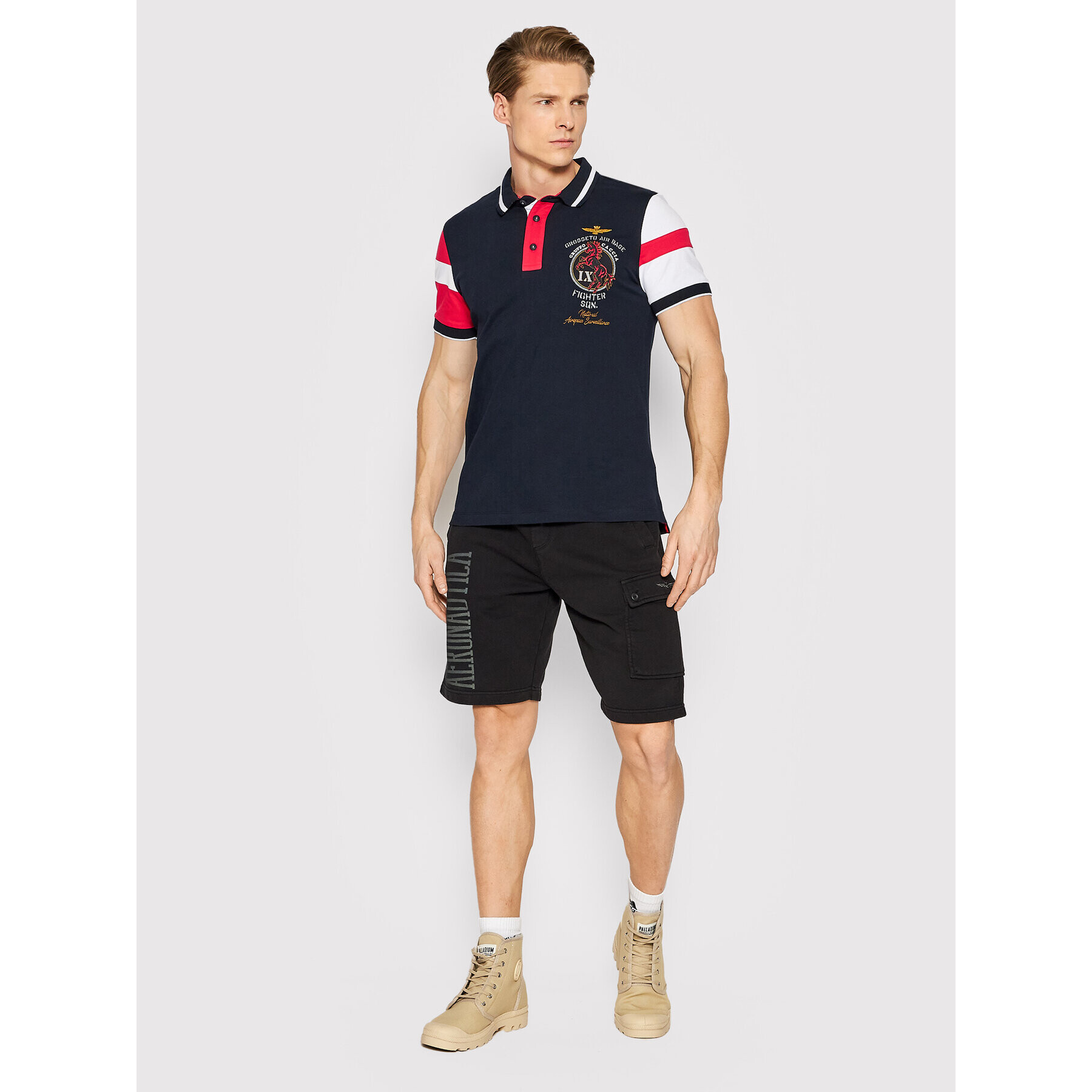 Aeronautica Militare Polokošile 221PO1616P173 Tmavomodrá Regular Fit - Pepit.cz