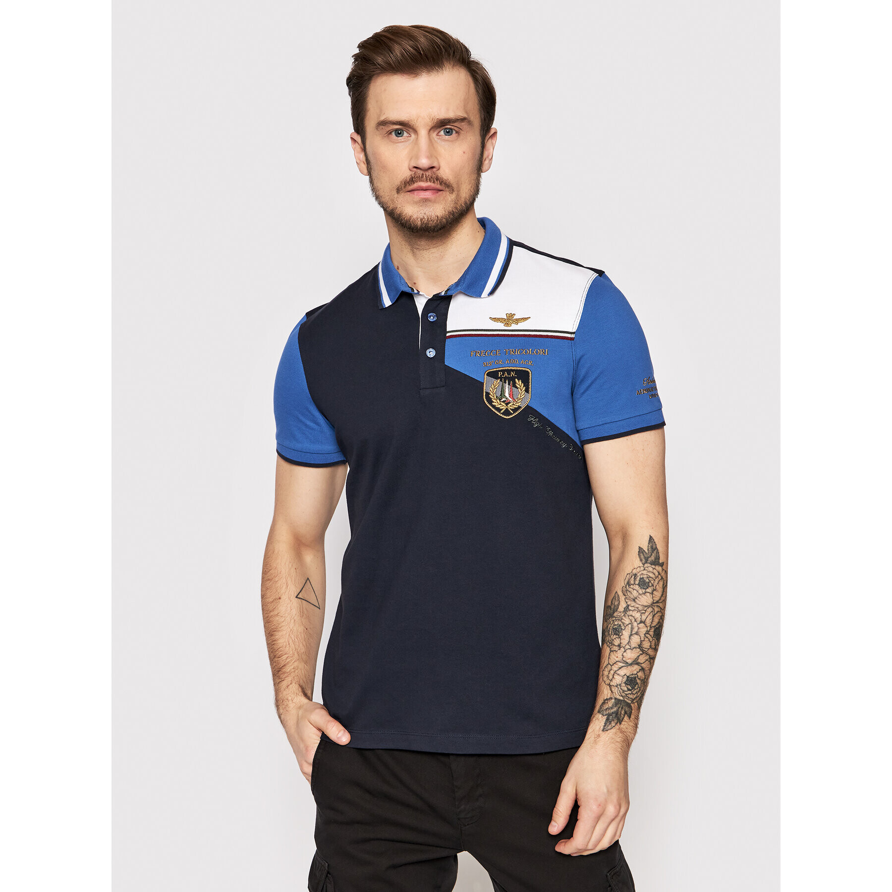 Aeronautica Militare Polokošile 221PO1617P199 Tmavomodrá Regular Fit - Pepit.cz