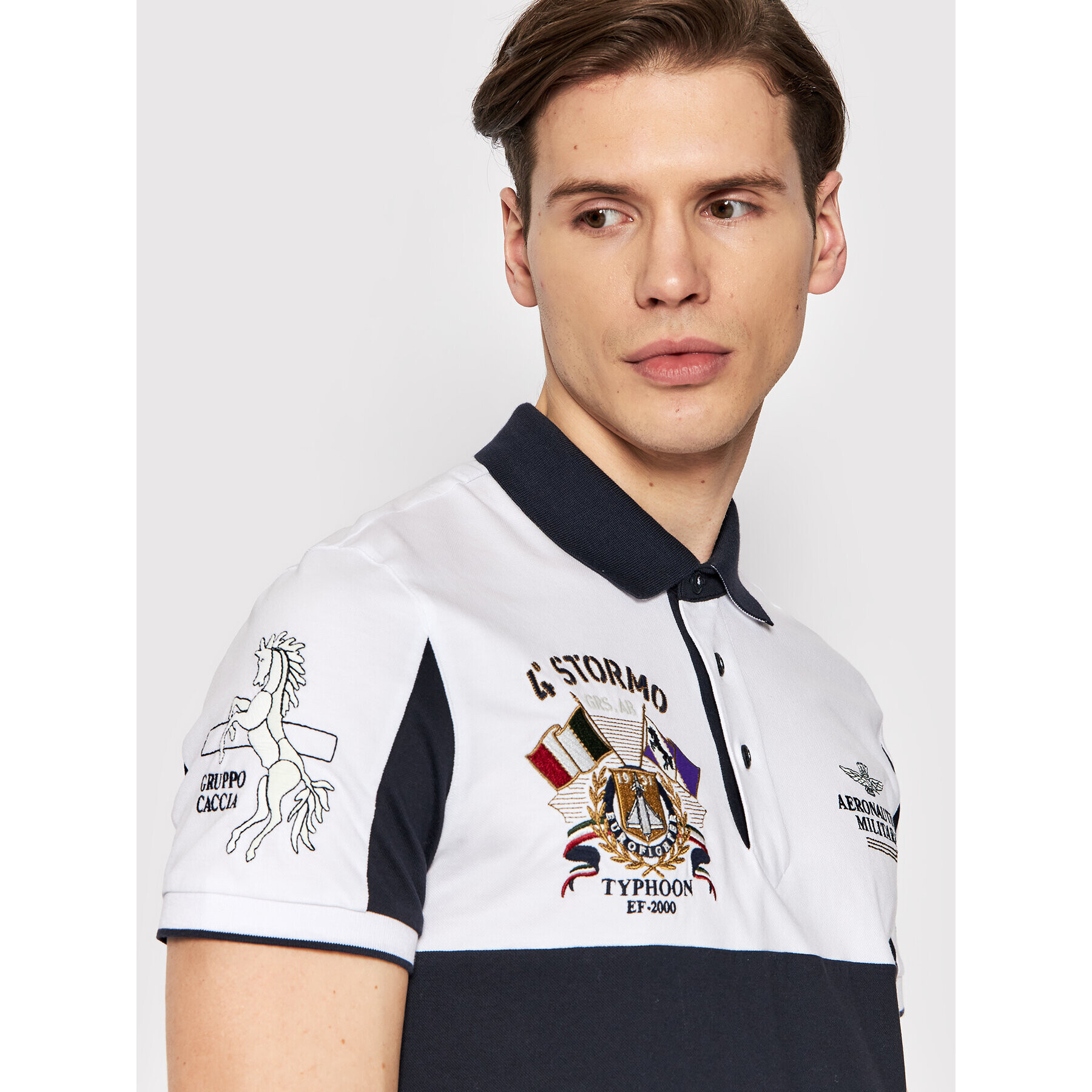 Aeronautica Militare Polokošile 221PO1618P199 Tmavomodrá Regular Fit - Pepit.cz