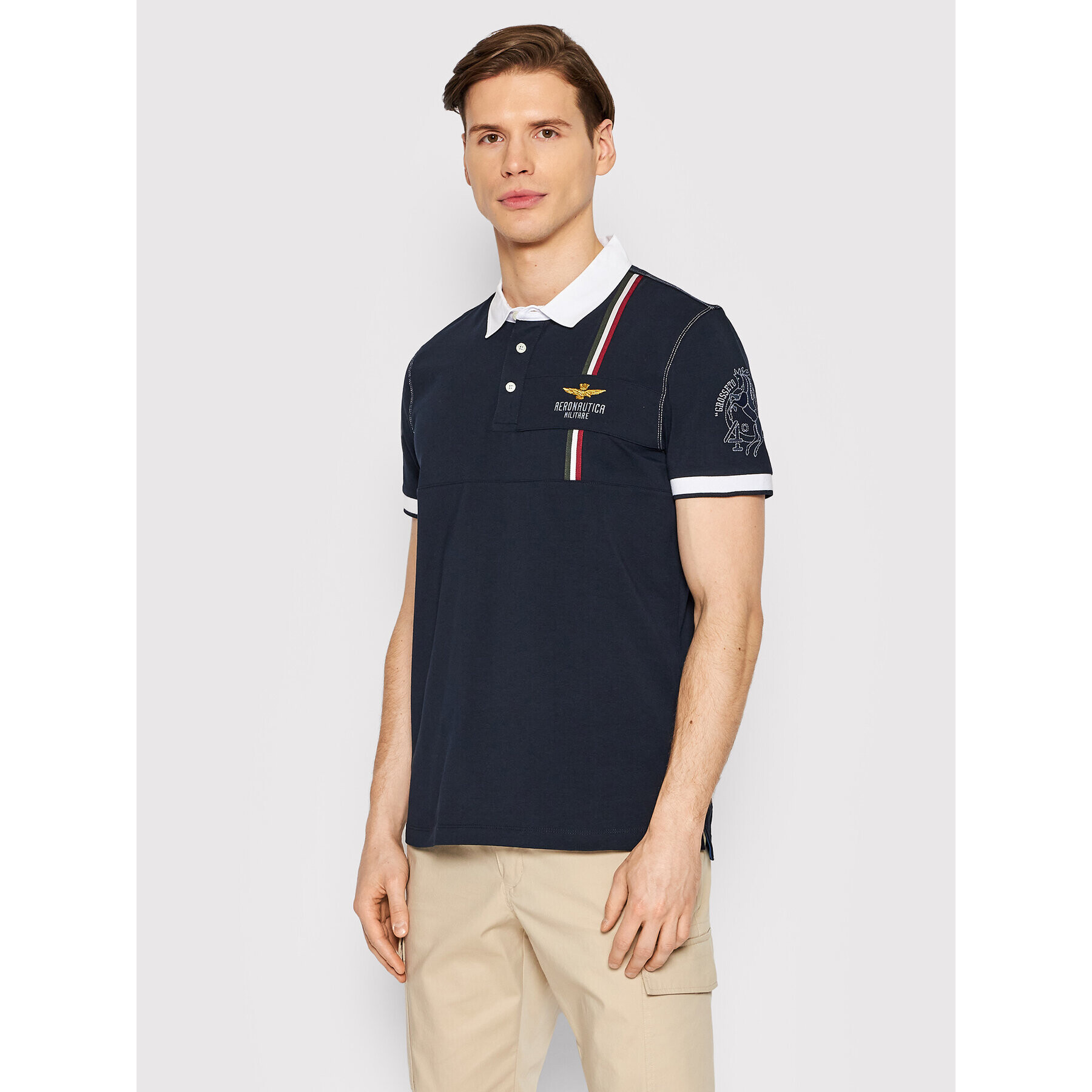 Aeronautica Militare Polokošile 221PO1619J469 Tmavomodrá Regular Fit - Pepit.cz