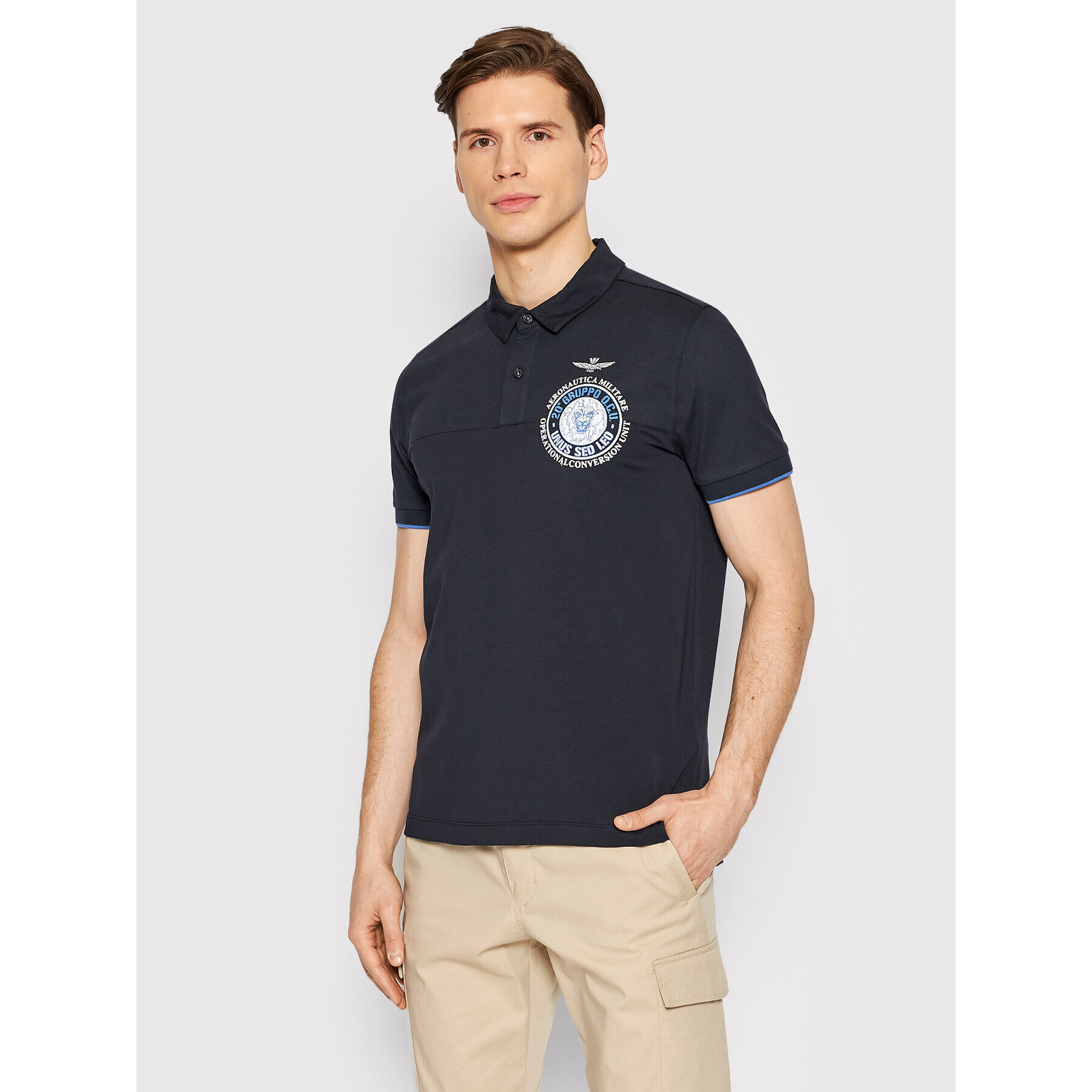 Aeronautica Militare Polokošile 221PO1620P199 Tmavomodrá Regular Fit - Pepit.cz