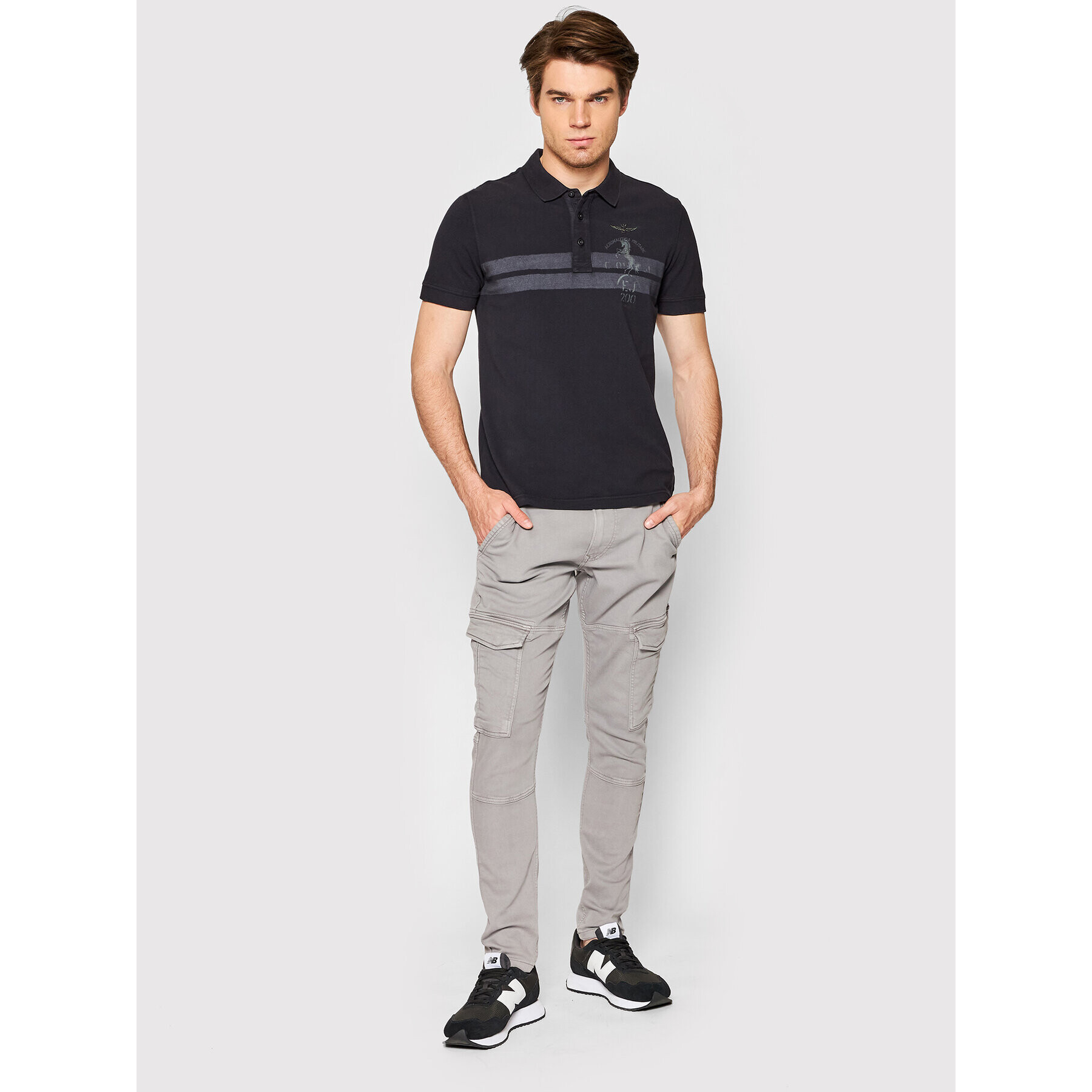 Aeronautica Militare Polokošile 221PO1621P212 Tmavomodrá Regular Fit - Pepit.cz