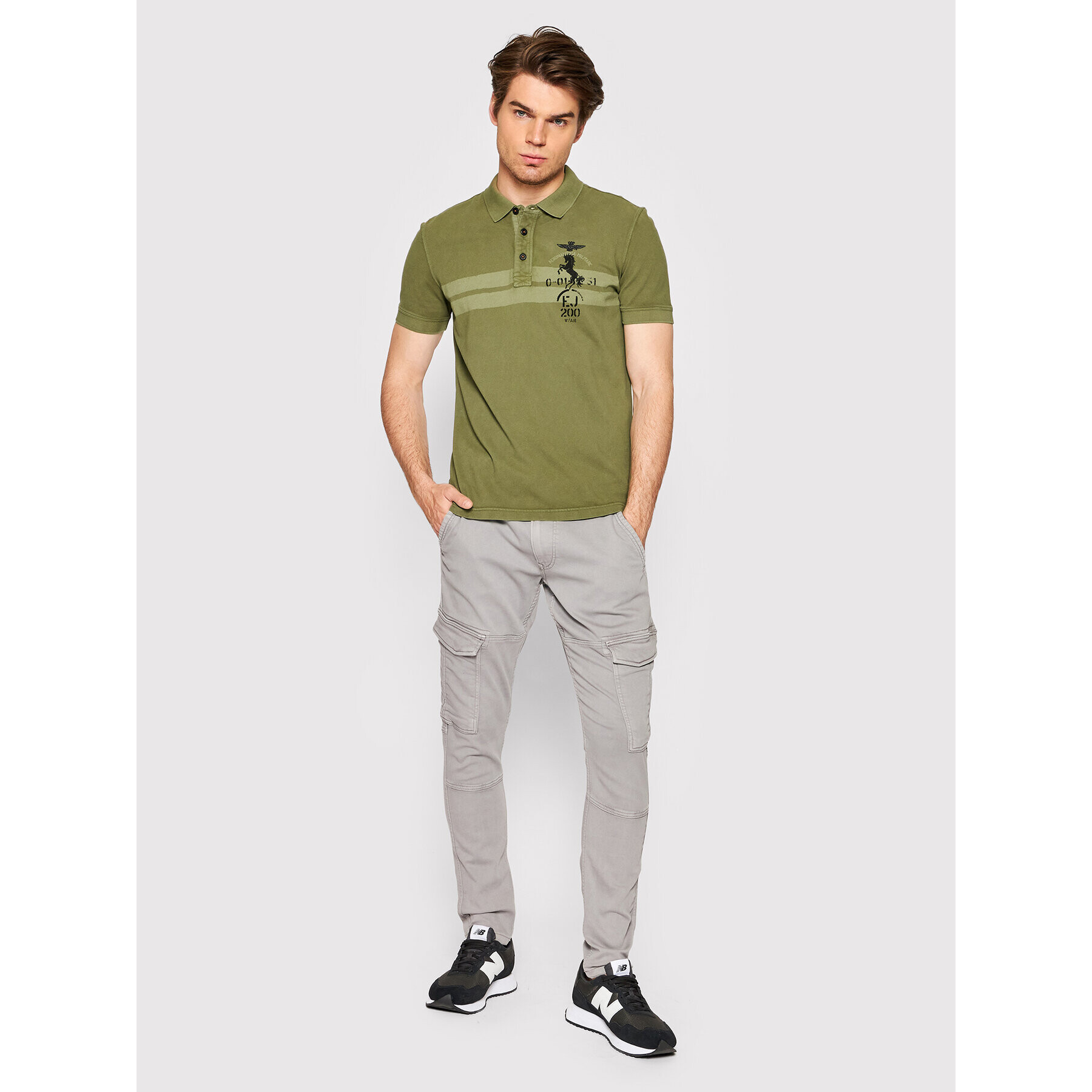 Aeronautica Militare Polokošile 221PO1621P212 Zelená Regular Fit - Pepit.cz