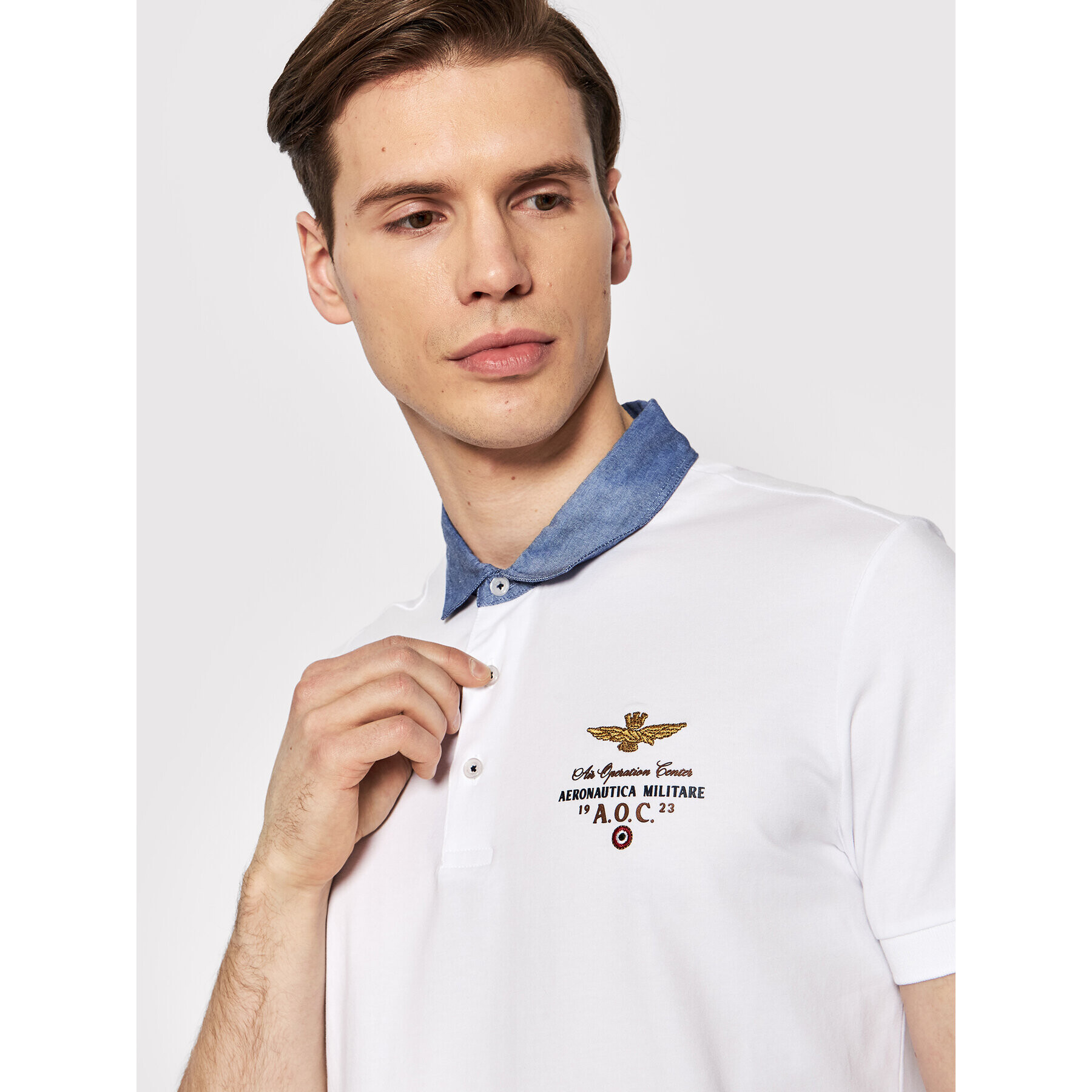 Aeronautica Militare Polokošile 221PO1623J506 Bílá Regular Fit - Pepit.cz