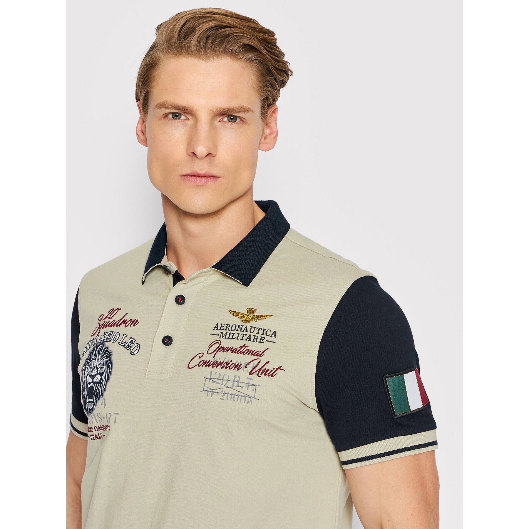 Aeronautica Militare Polokošile 221PO1627P199 Béžová Regular Fit - Pepit.cz