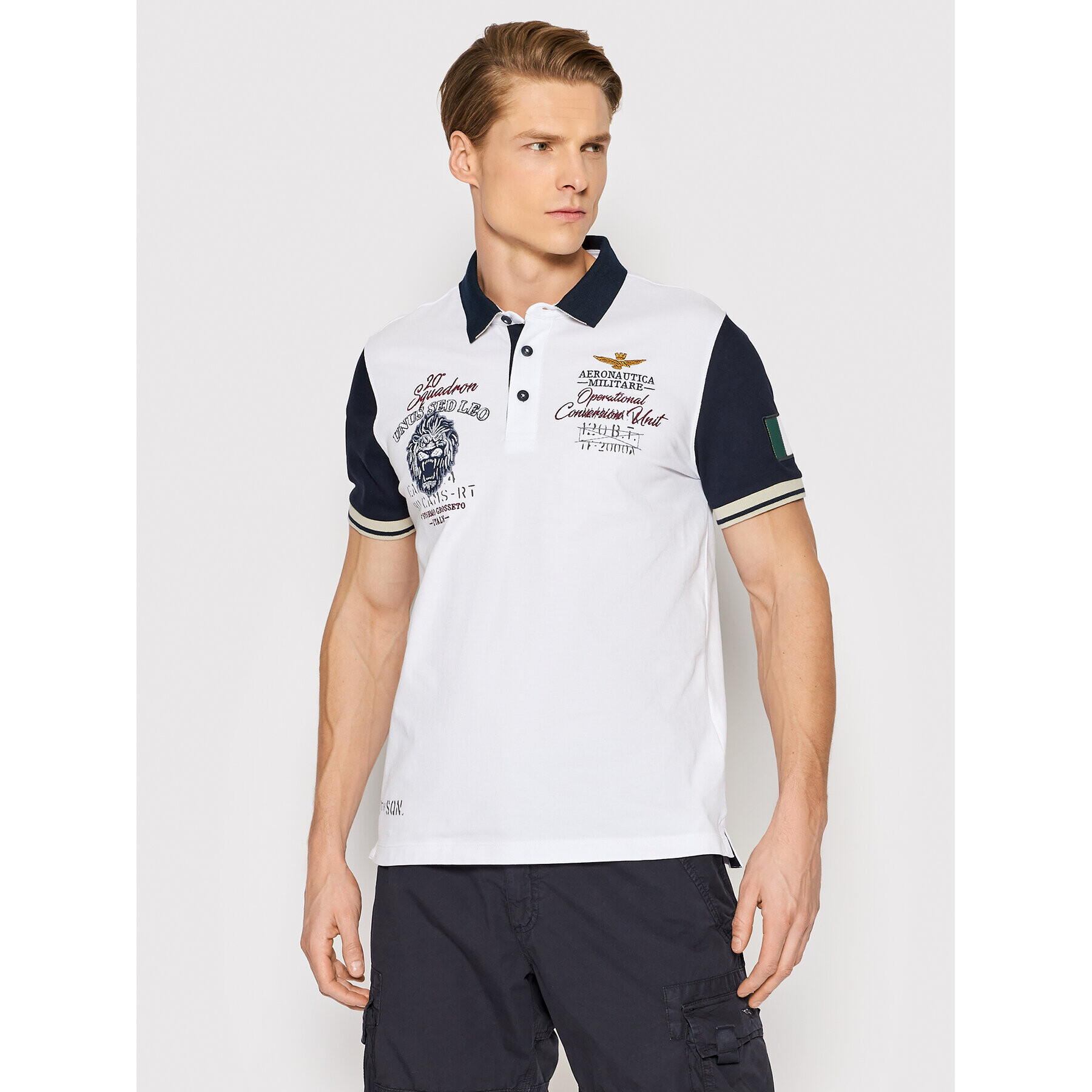 Aeronautica Militare Polokošile 221PO1627P199 Bílá Regular Fit - Pepit.cz