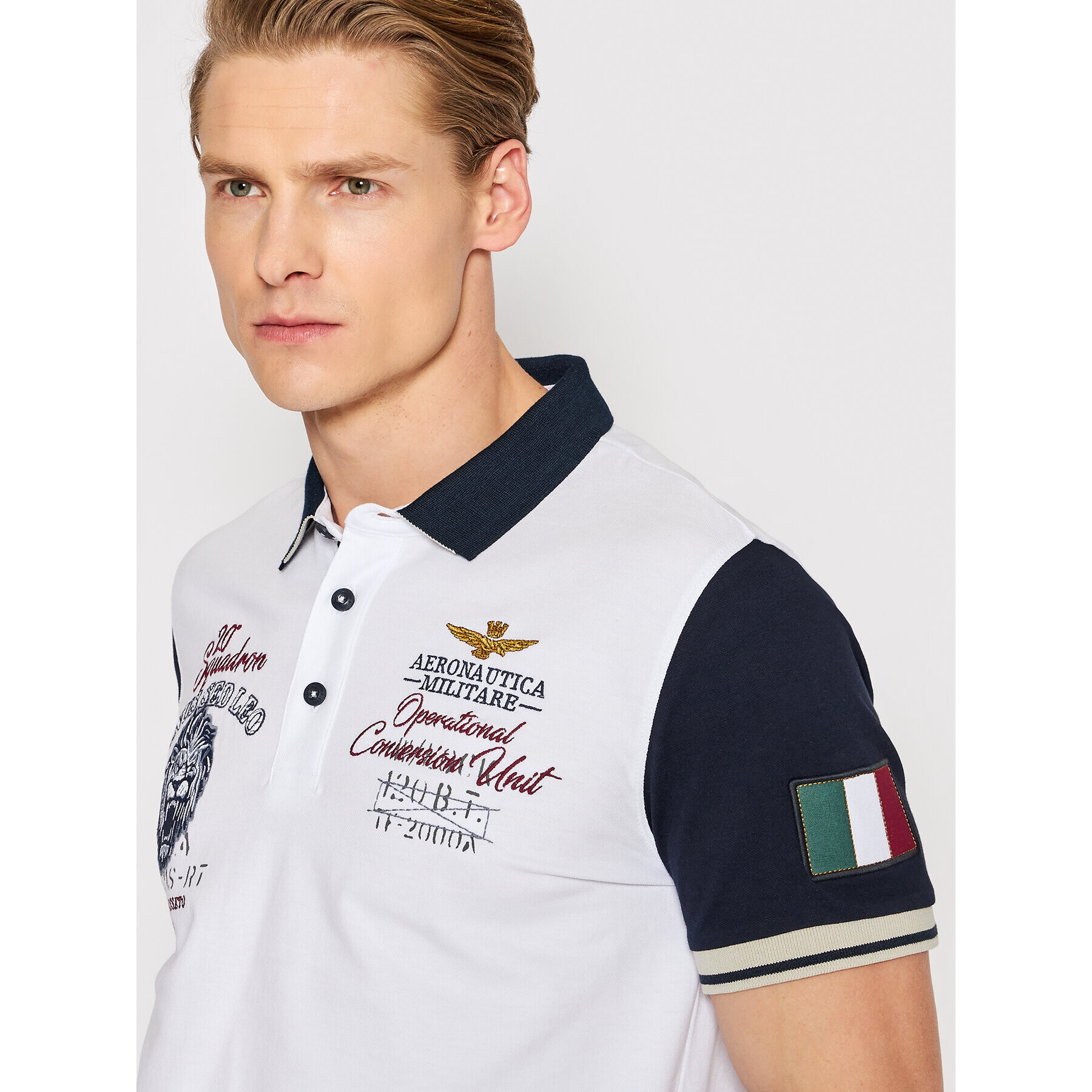 Aeronautica Militare Polokošile 221PO1627P199 Bílá Regular Fit - Pepit.cz