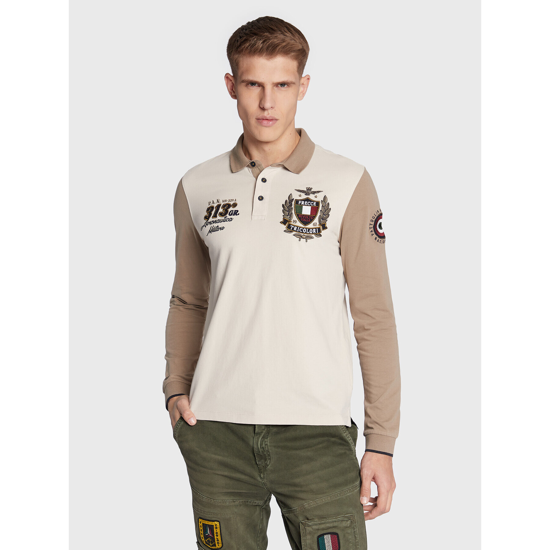 Aeronautica Militare Polokošile 222PO1643J564 Béžová Regular Fit - Pepit.cz