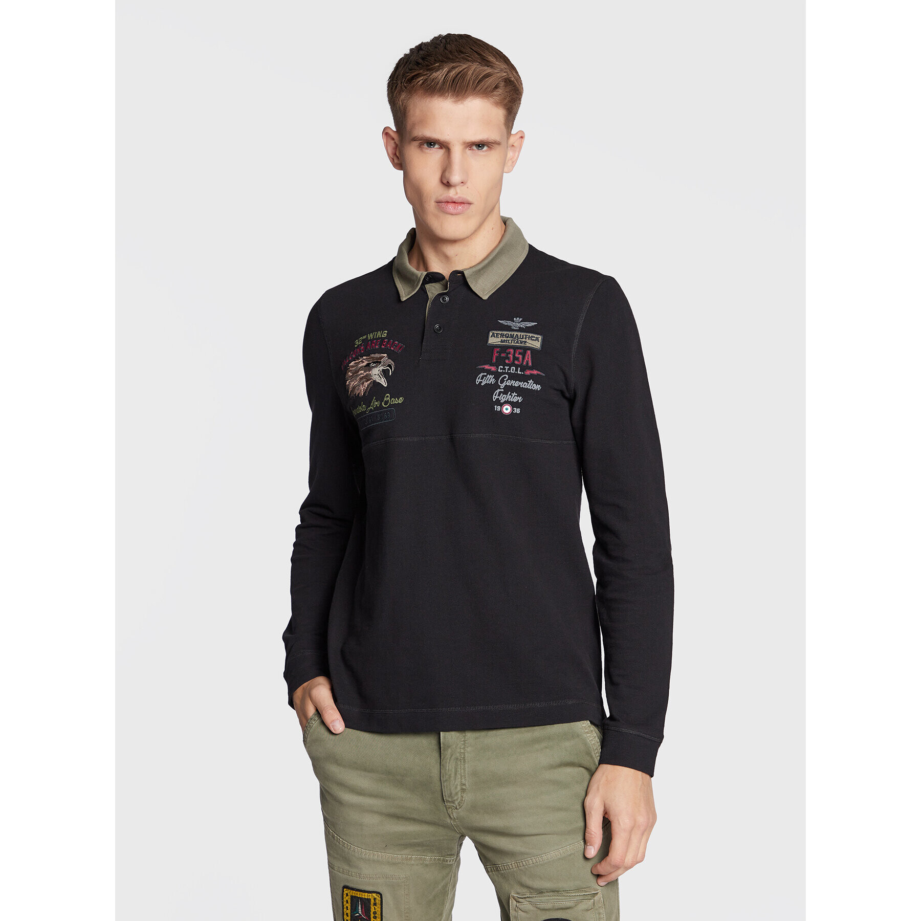 Aeronautica Militare Polokošile 222PO1645P306 Černá Regular Fit - Pepit.cz