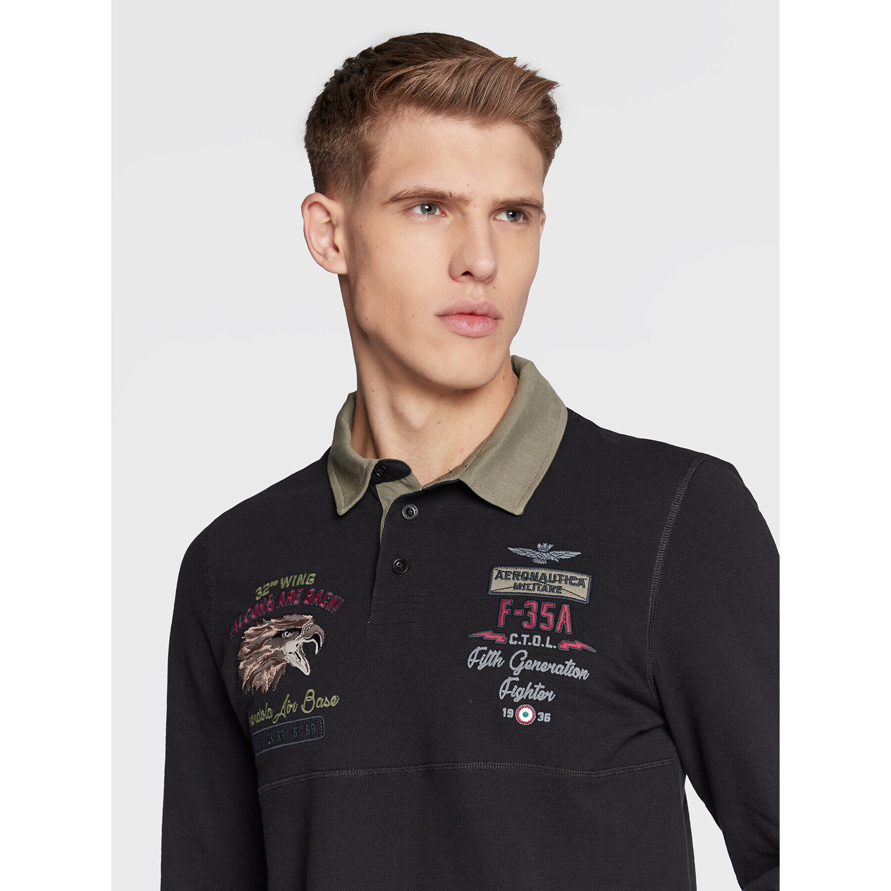 Aeronautica Militare Polokošile 222PO1645P306 Černá Regular Fit - Pepit.cz