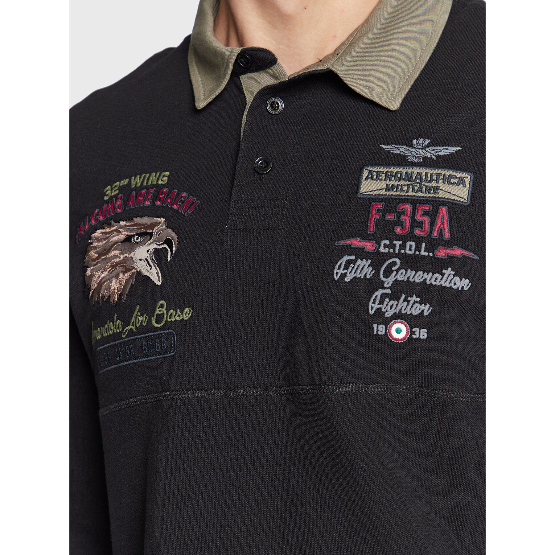 Aeronautica Militare Polokošile 222PO1645P306 Černá Regular Fit - Pepit.cz