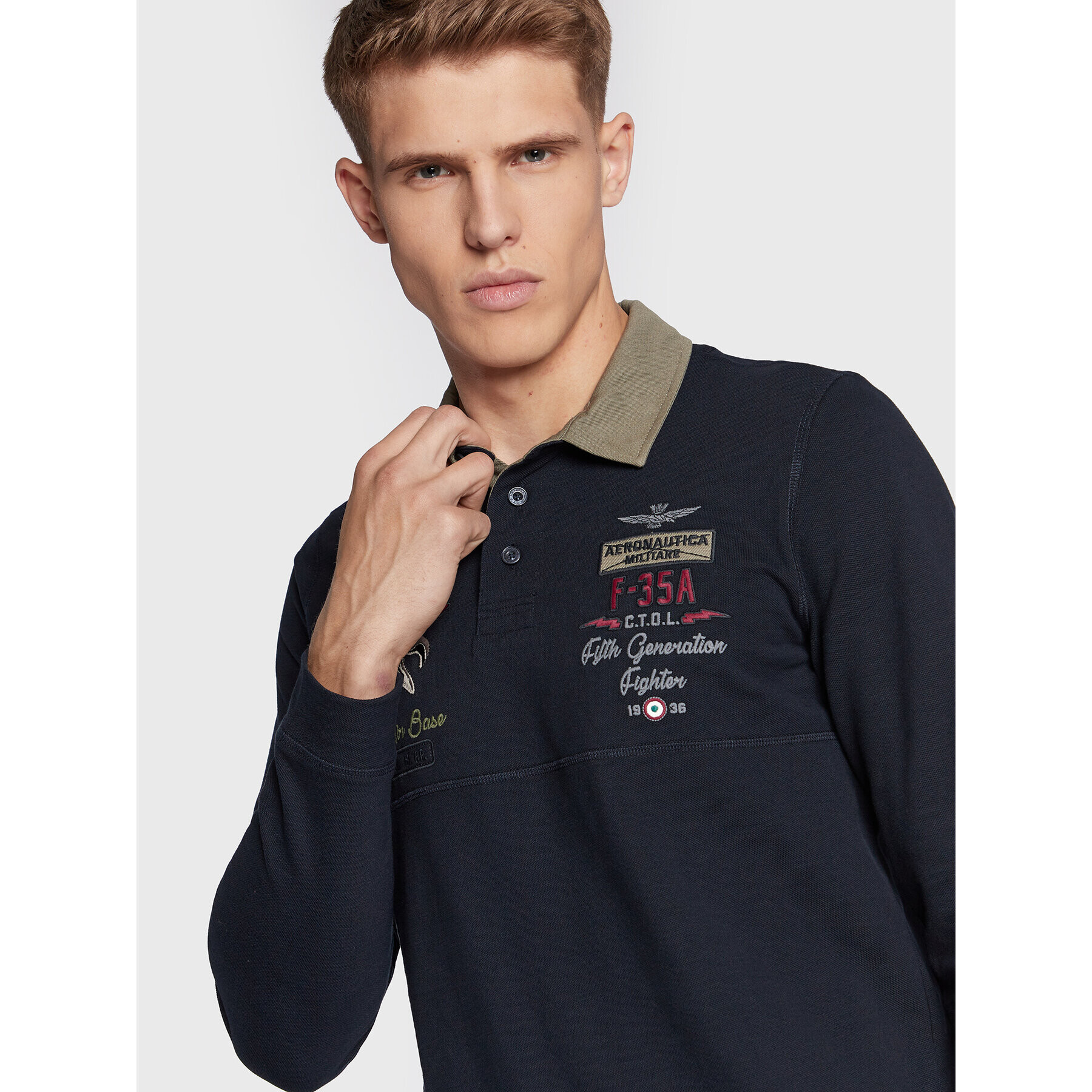 Aeronautica Militare Polokošile 222PO1645P306 Tmavomodrá Regular Fit - Pepit.cz