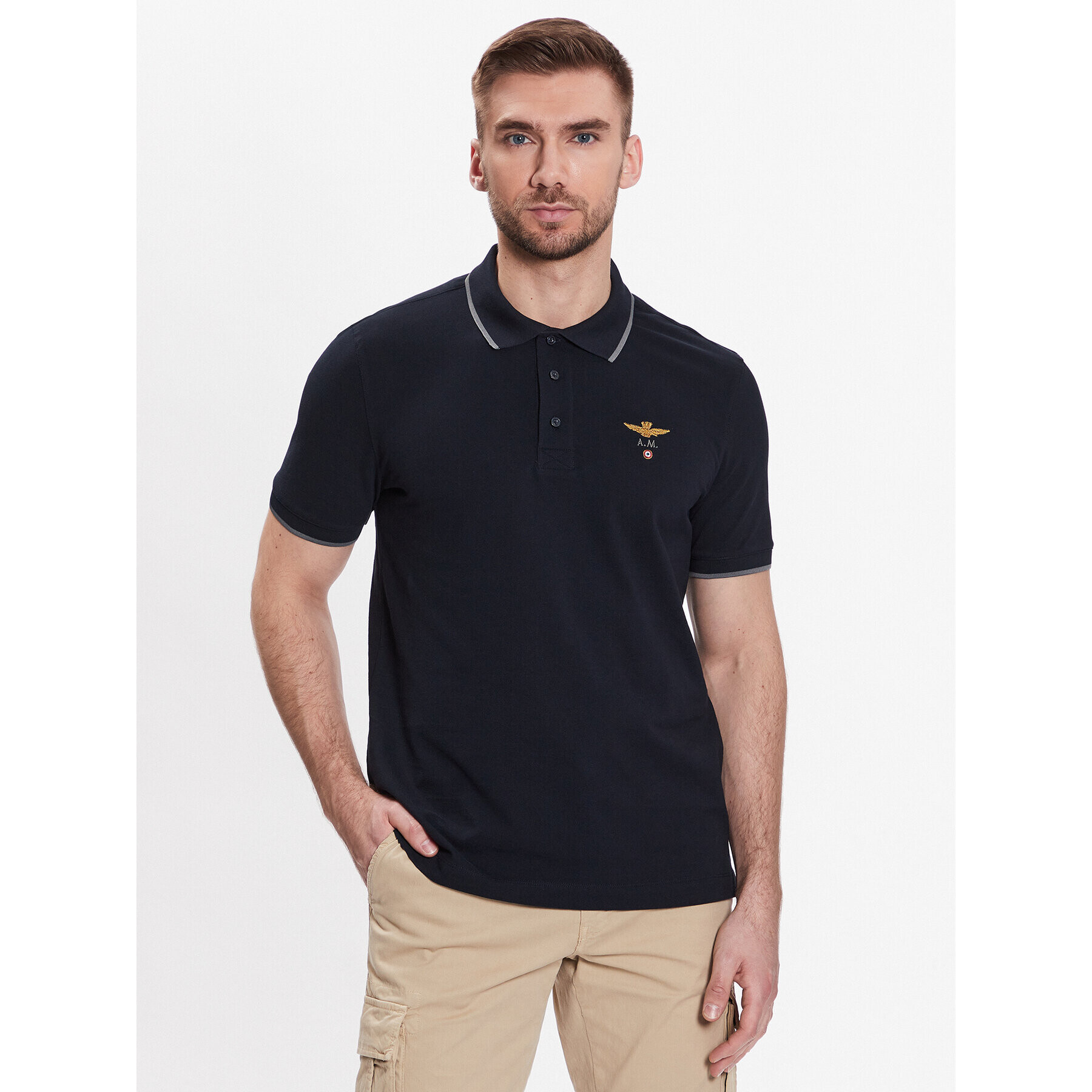 Aeronautica Militare Polokošile 231PO1308P82 Tmavomodrá Regular Fit - Pepit.cz