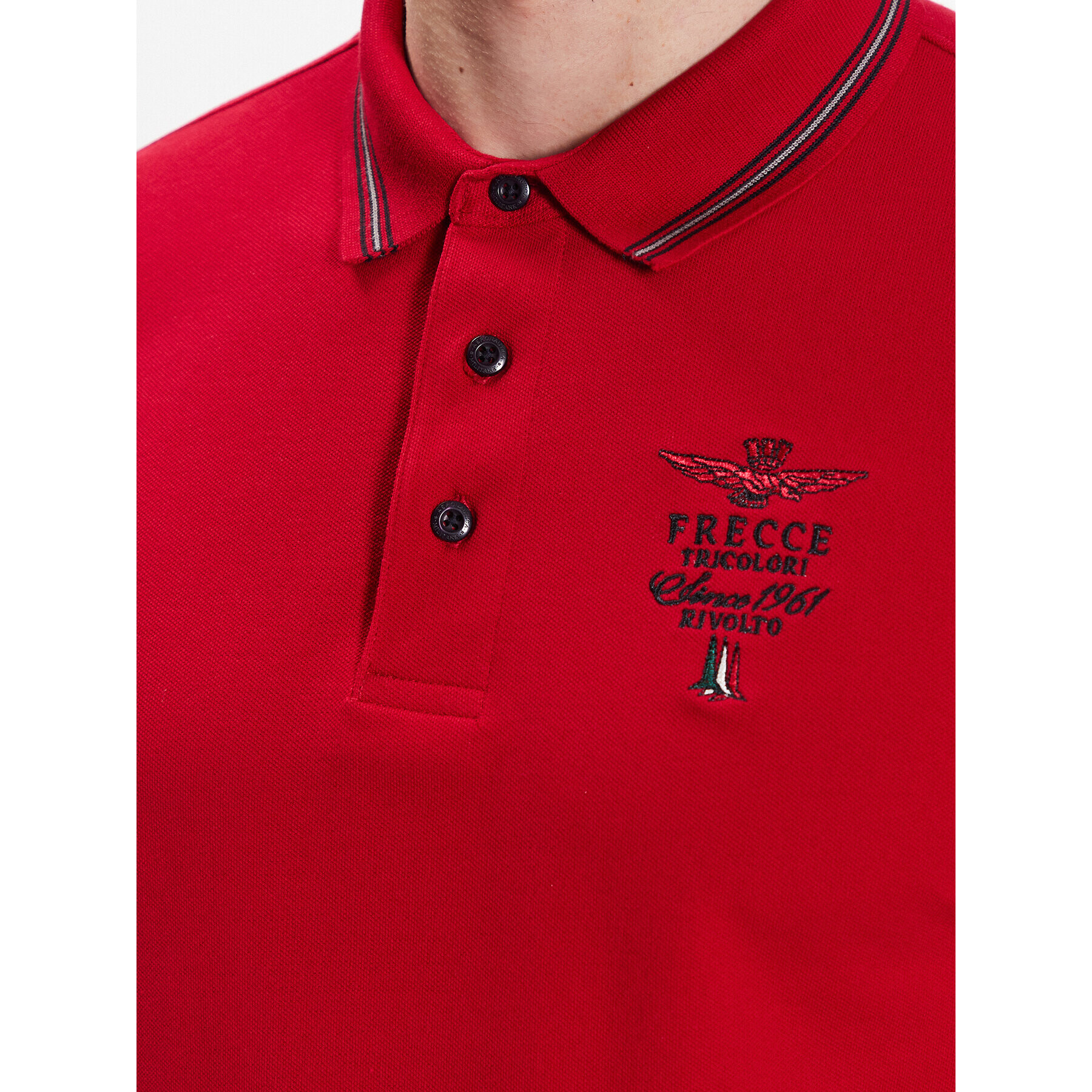 Aeronautica Militare Polokošile 231PO1673P191 Červená Slim Fit - Pepit.cz