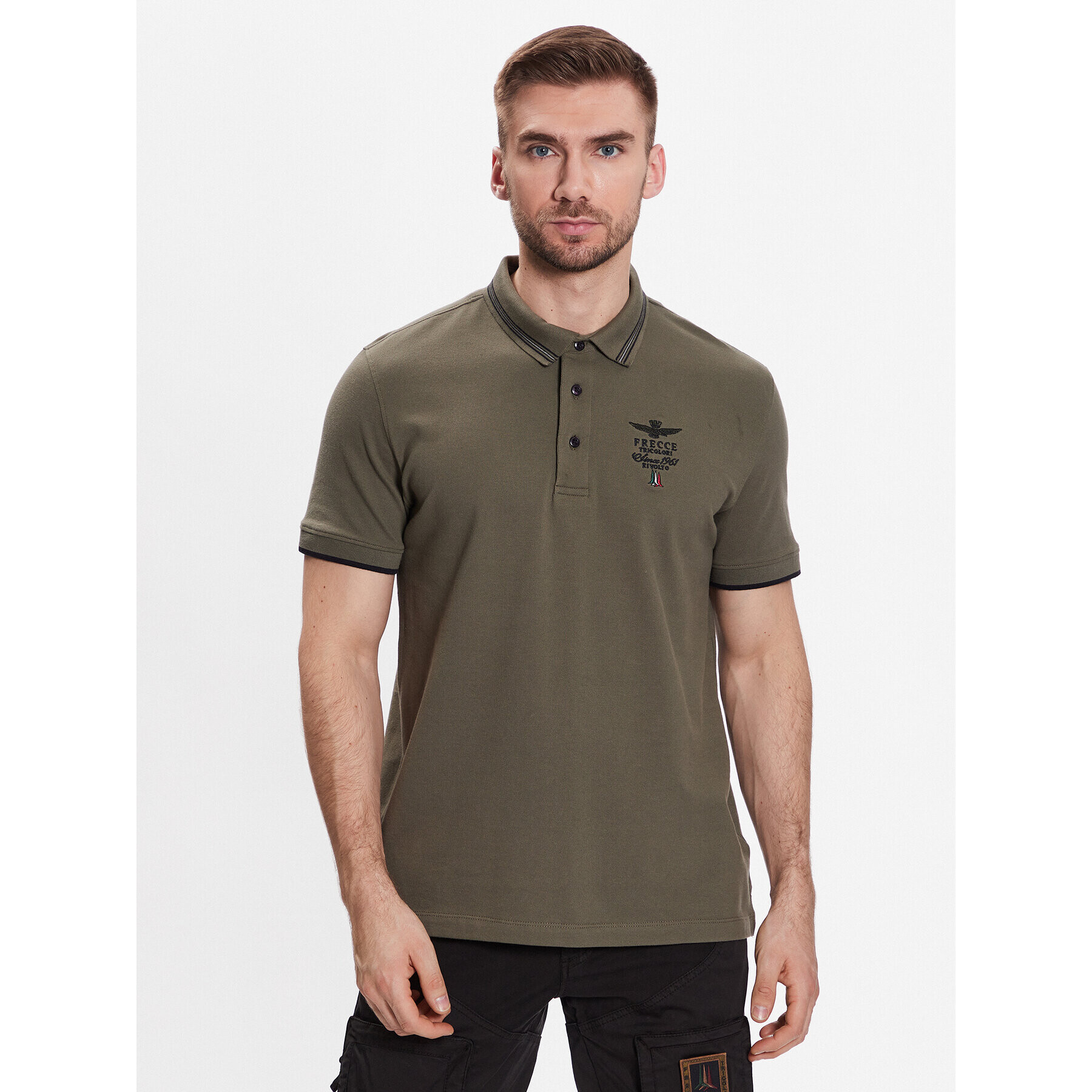 Aeronautica Militare Polokošile 231PO1673P191 Zelená Slim Fit - Pepit.cz