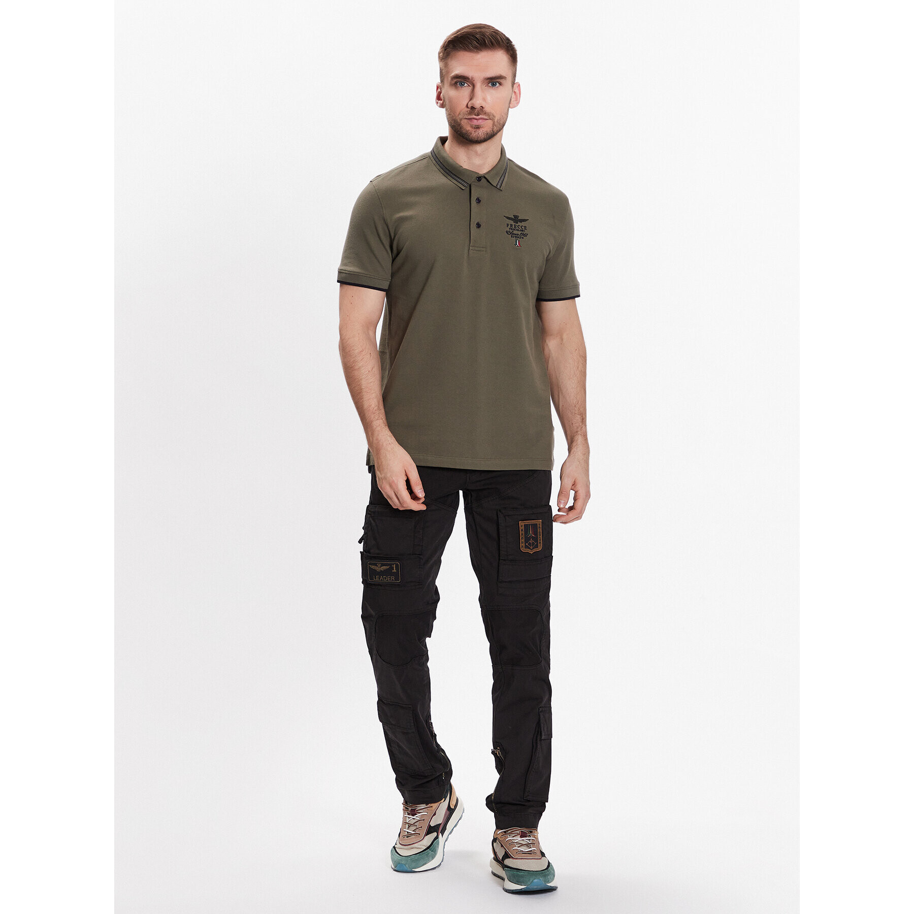 Aeronautica Militare Polokošile 231PO1673P191 Zelená Slim Fit - Pepit.cz