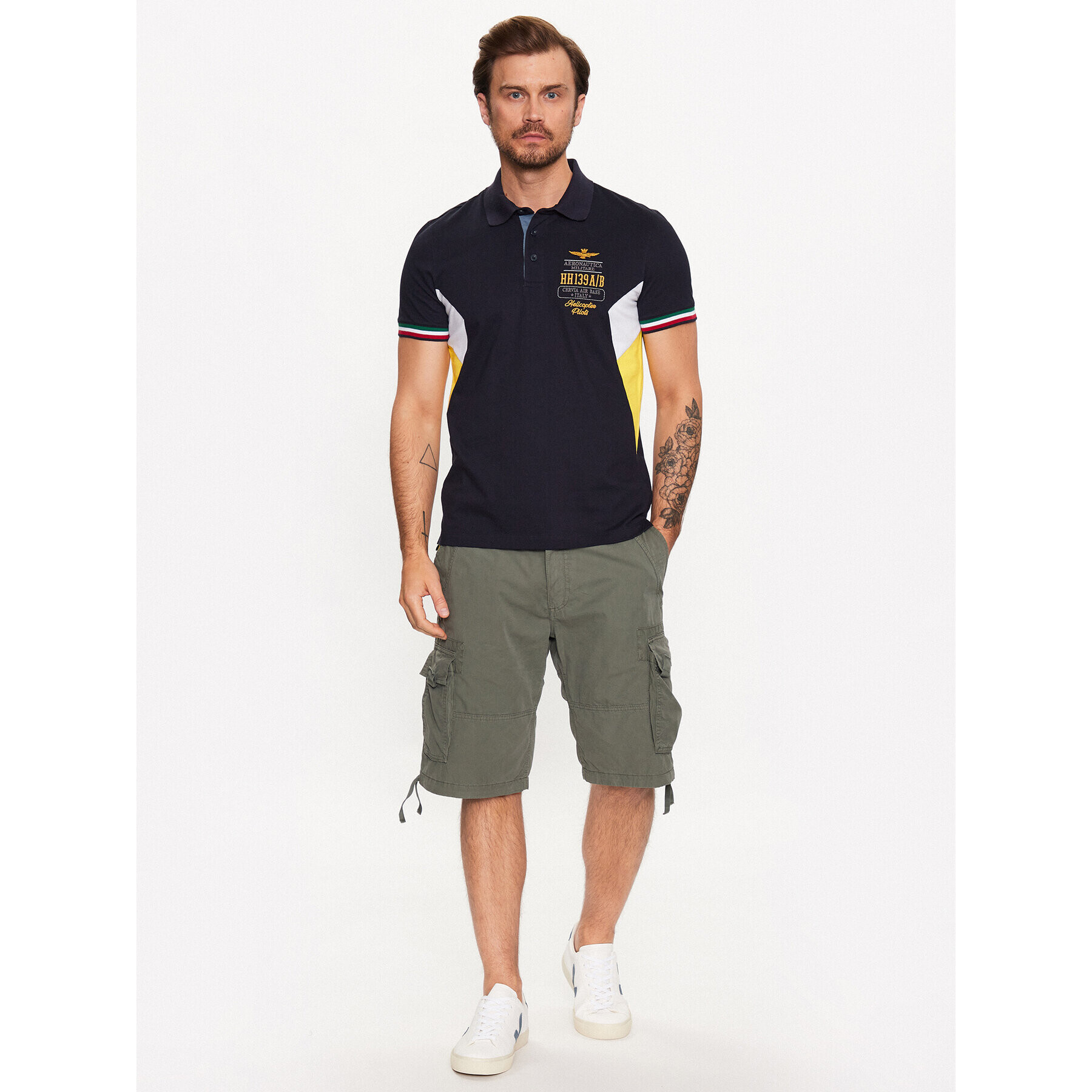 Aeronautica Militare Polokošile 231PO1677P199 Tmavomodrá Regular Fit - Pepit.cz