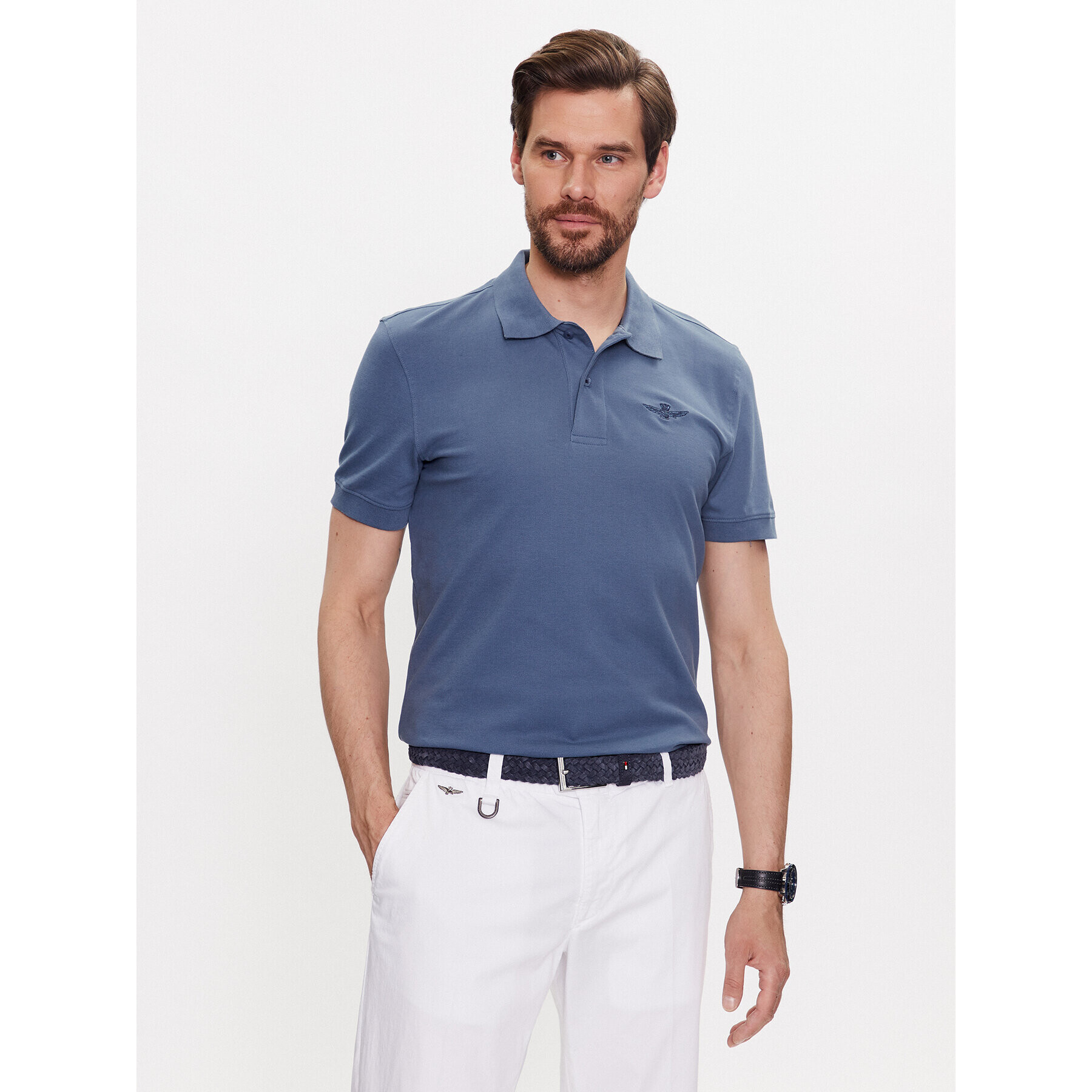 Aeronautica Militare Polokošile 231PO1678P191 Modrá Slim Fit - Pepit.cz