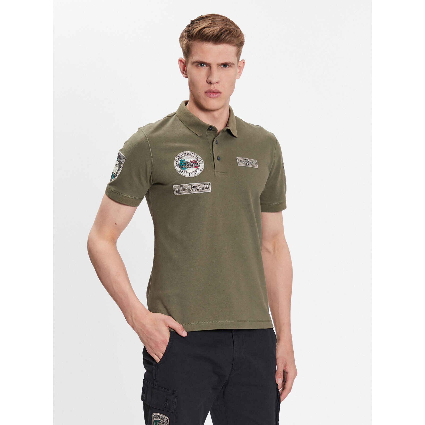 Aeronautica Militare Polokošile 231PO1682P192 Zelená Regular Fit - Pepit.cz