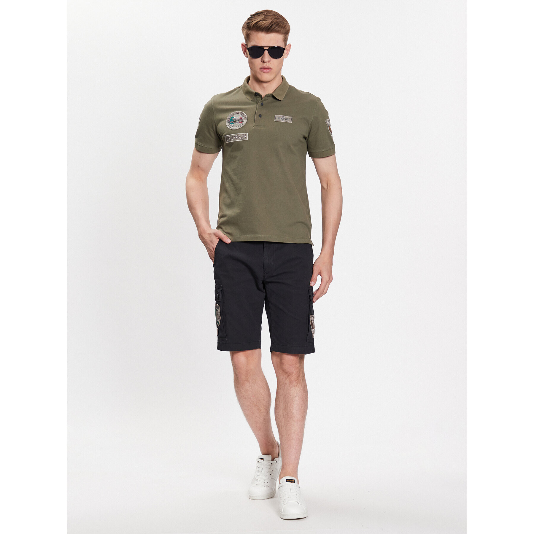 Aeronautica Militare Polokošile 231PO1682P192 Zelená Regular Fit - Pepit.cz