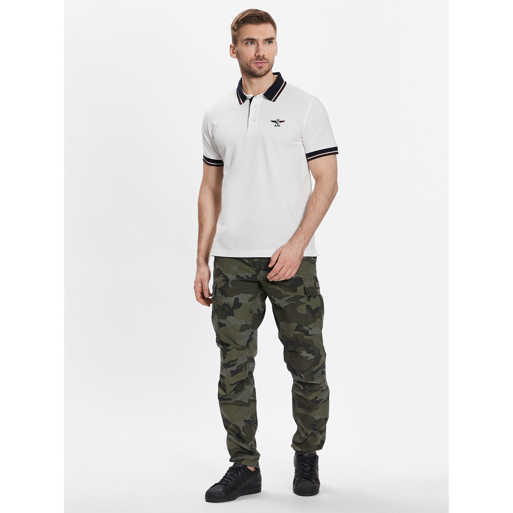 Aeronautica Militare Polokošile 231PO1692P315 Bílá Regular Fit - Pepit.cz