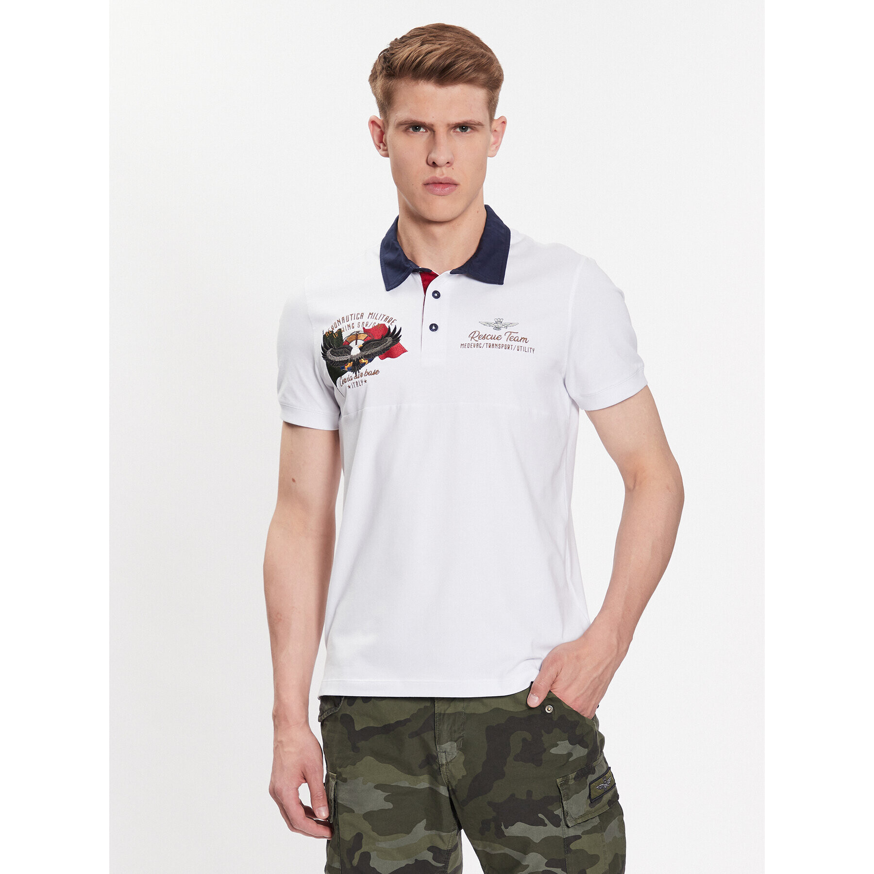 Aeronautica Militare Polokošile 231PO1693J595 Bílá Regular Fit - Pepit.cz