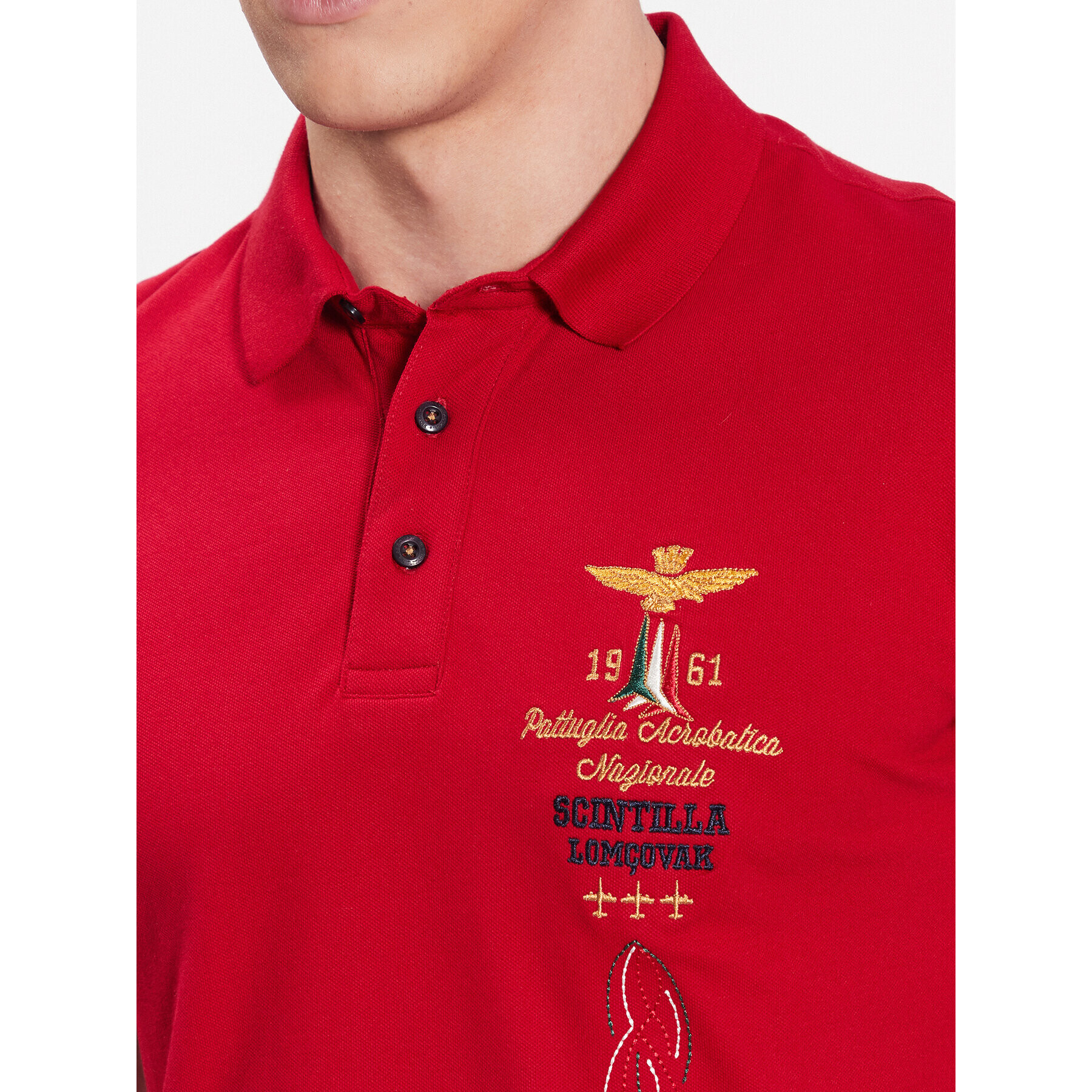 Aeronautica Militare Polokošile 231PO1695P191 Červená Regular Fit - Pepit.cz