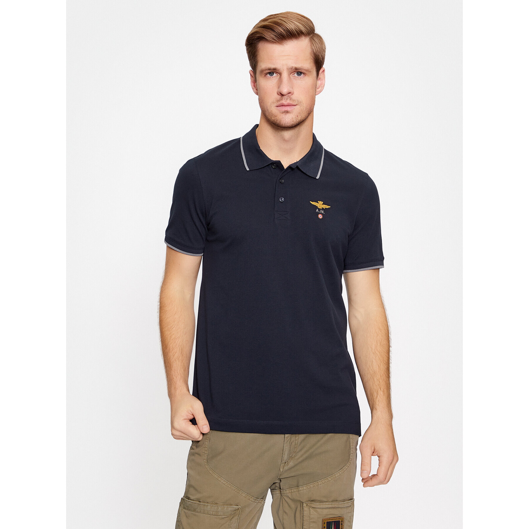 Aeronautica Militare Polokošile 232PO1308P82 Tmavomodrá Regular Fit - Pepit.cz