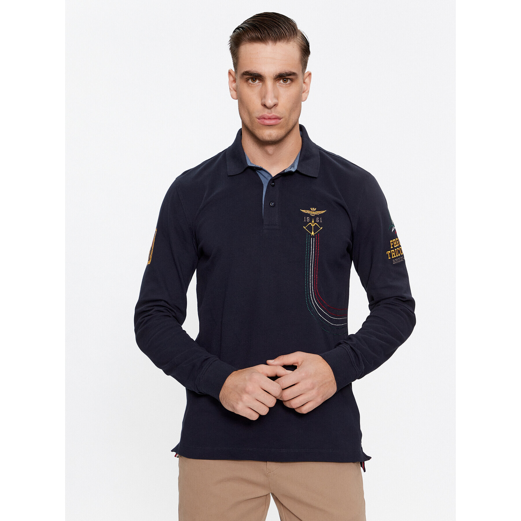 Aeronautica Militare Polokošile 232PO1727P191 Tmavomodrá Regular Fit - Pepit.cz