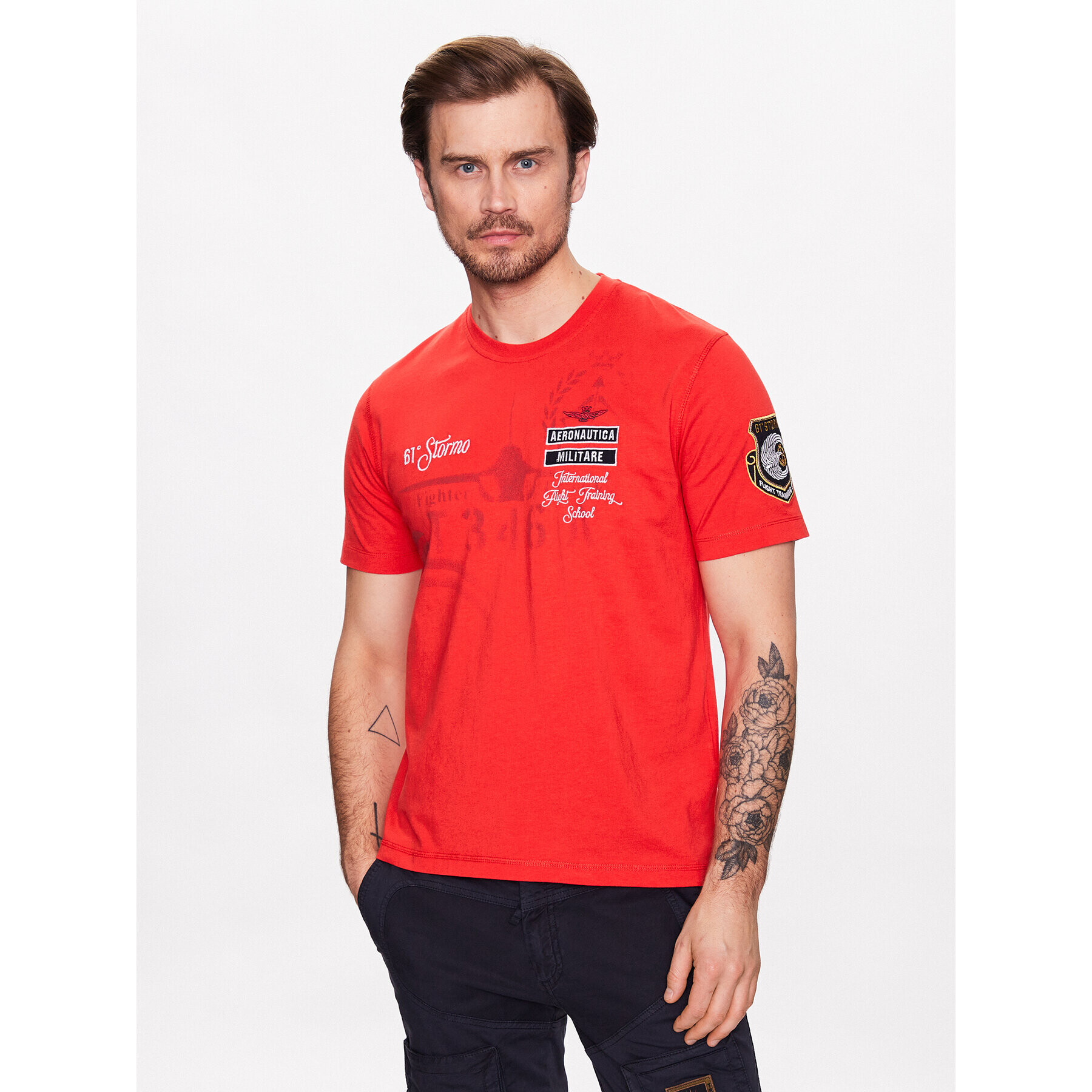 Aeronautica Militare T-Shirt 231TS2055J584 Červená Regular Fit - Pepit.cz