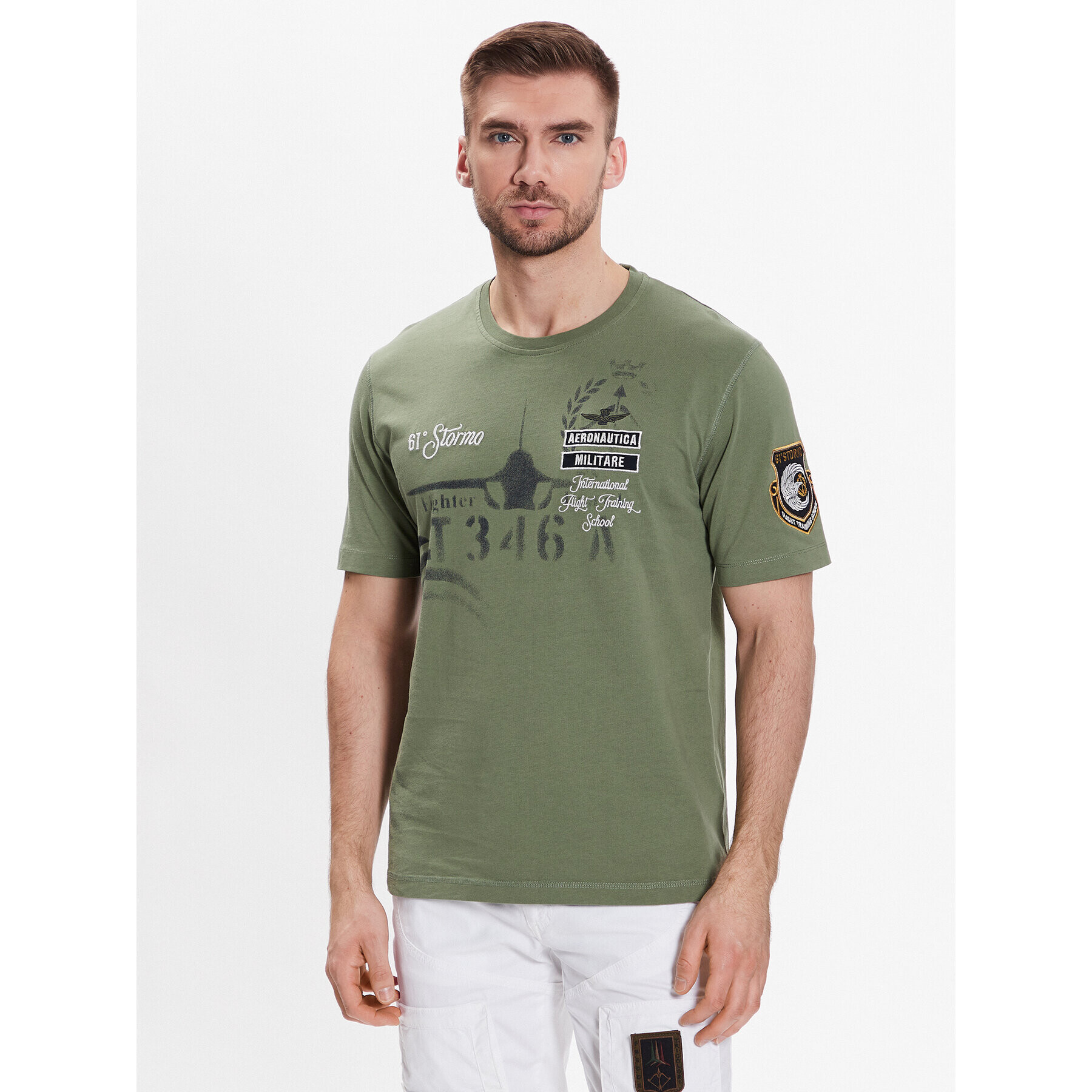 Aeronautica Militare T-Shirt 231TS2055J584 Zelená Regular Fit - Pepit.cz