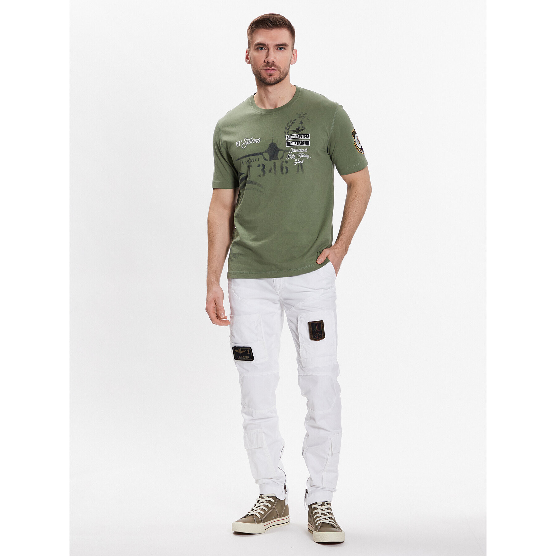 Aeronautica Militare T-Shirt 231TS2055J584 Zelená Regular Fit - Pepit.cz