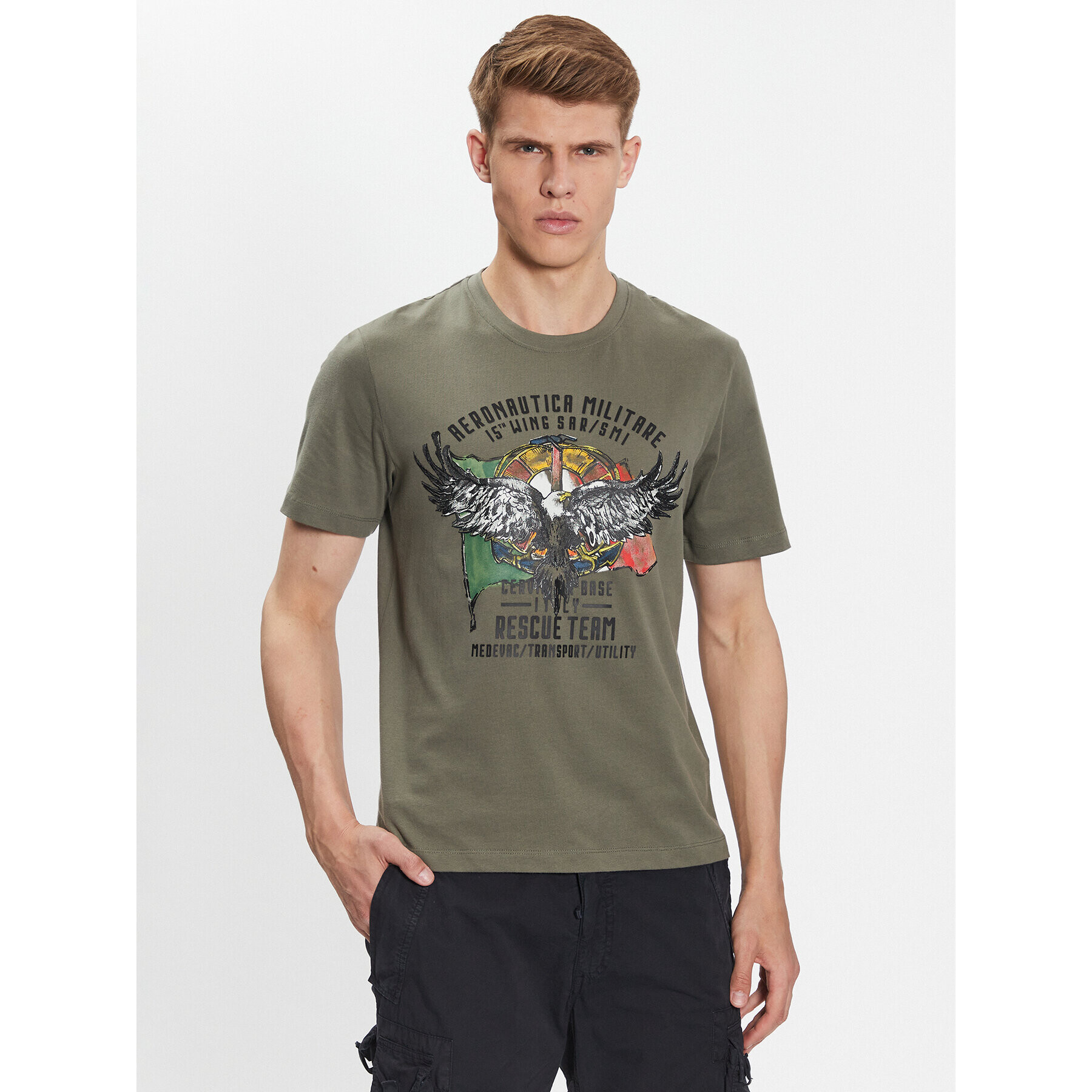 Aeronautica Militare T-Shirt 231TS2074J558 Zelená Regular Fit - Pepit.cz