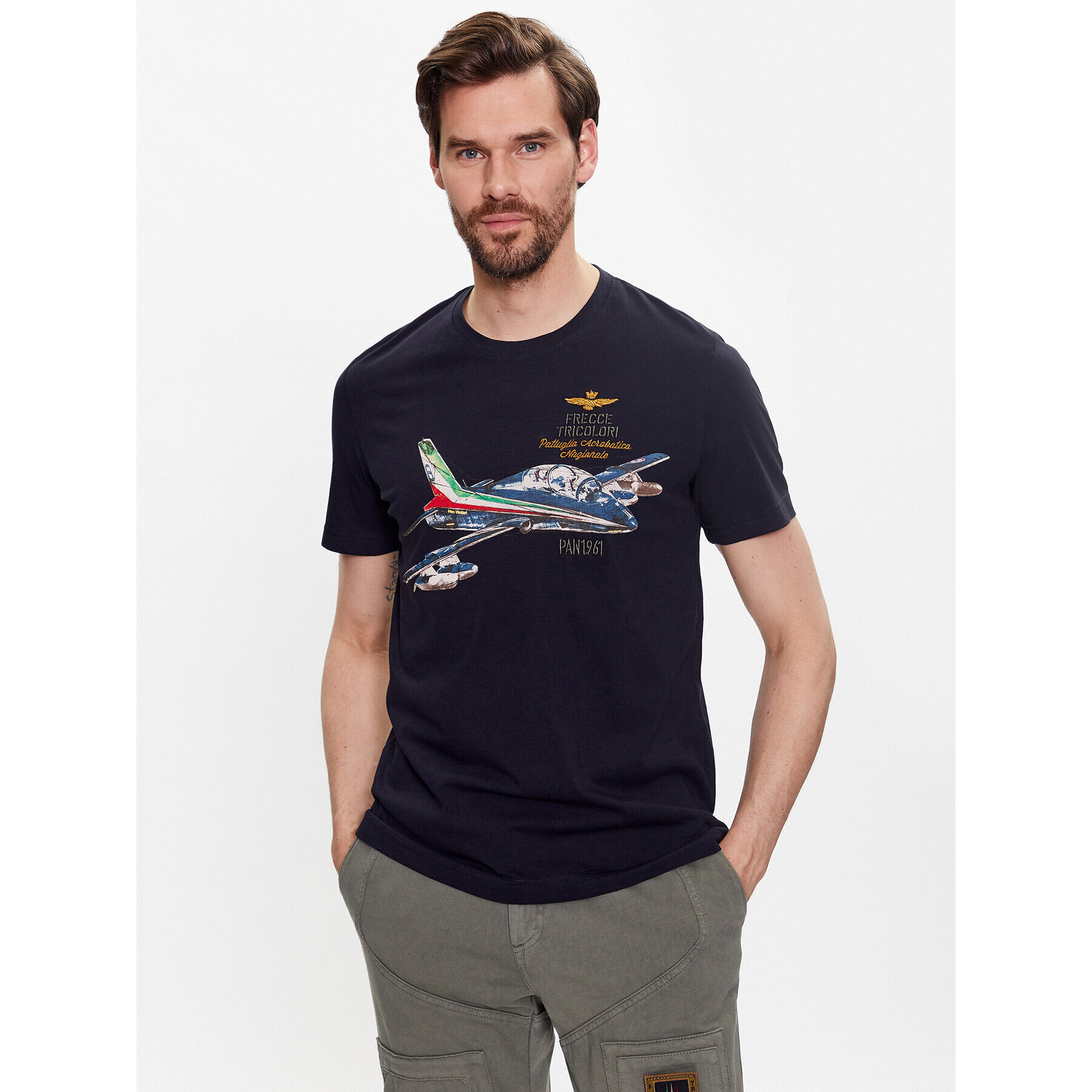 Aeronautica Militare T-Shirt 231TS2080J538 Tmavomodrá Regular Fit - Pepit.cz