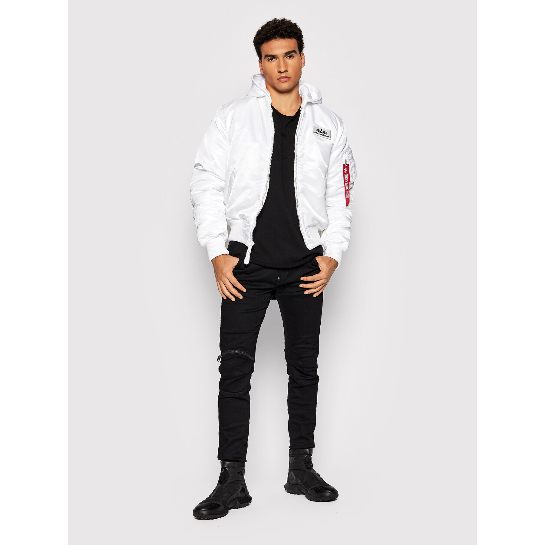 Alpha Industries Bunda bomber Back Print 128113 Bílá Regular Fit - Pepit.cz