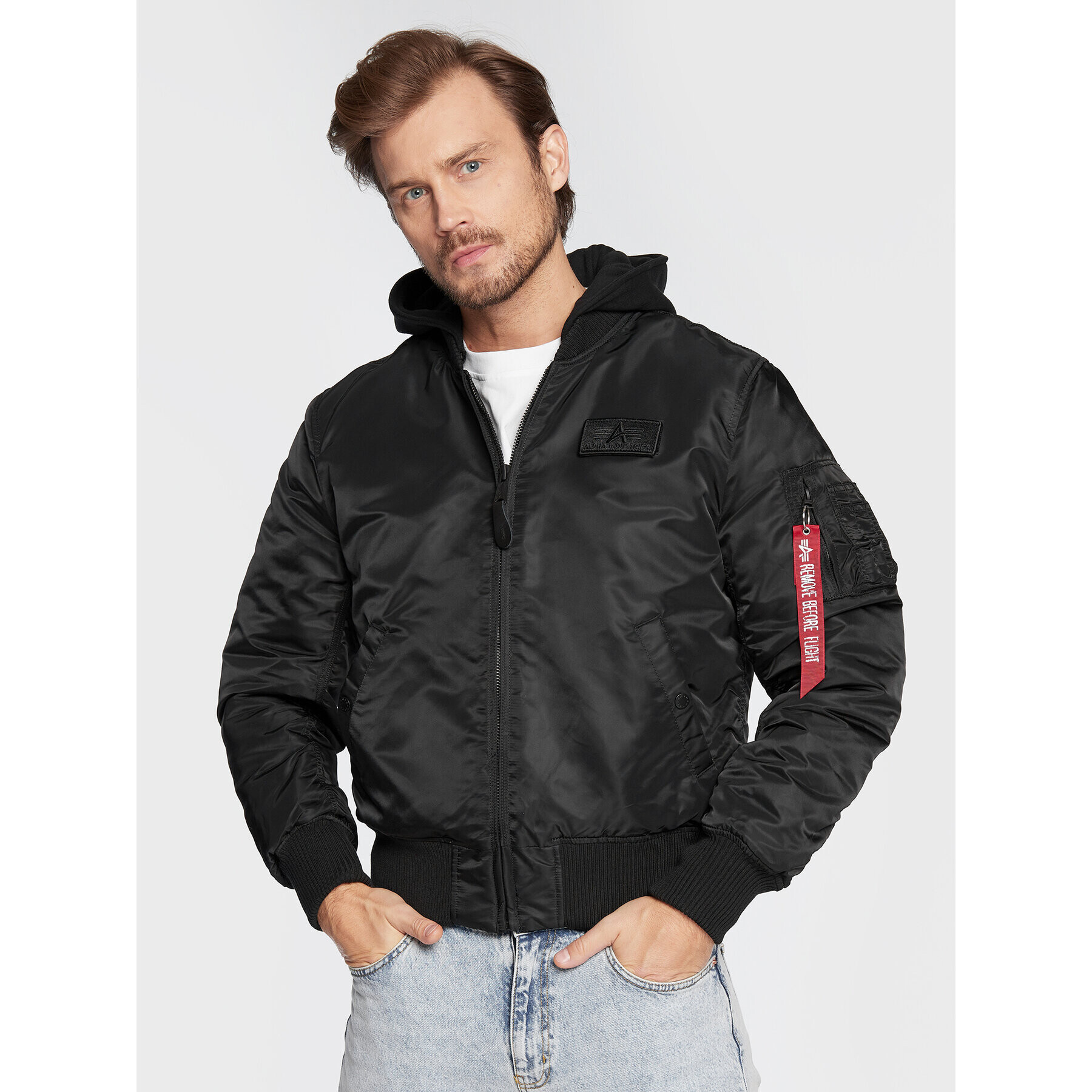 Alpha Industries Bunda bomber Back Print 128113 Černá Regular Fit - Pepit.cz