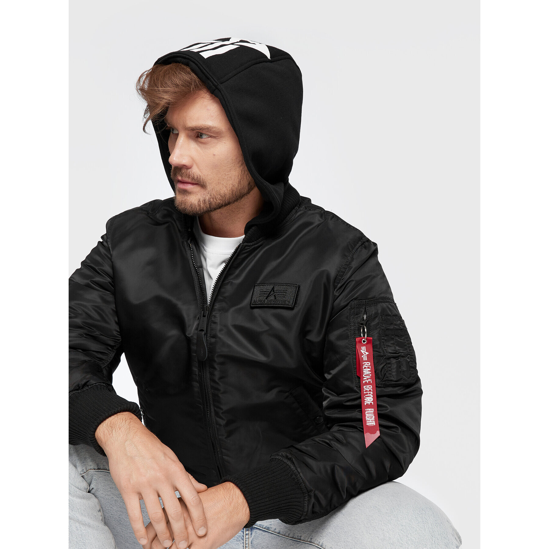 Alpha Industries Bunda bomber Back Print 128113 Černá Regular Fit - Pepit.cz