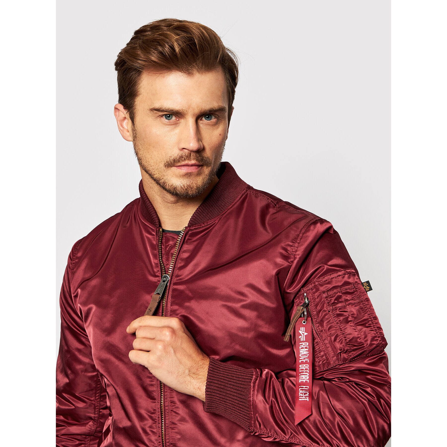 Alpha Industries Bunda bomber Battlewash 191118 Bordó Regular Fit - Pepit.cz