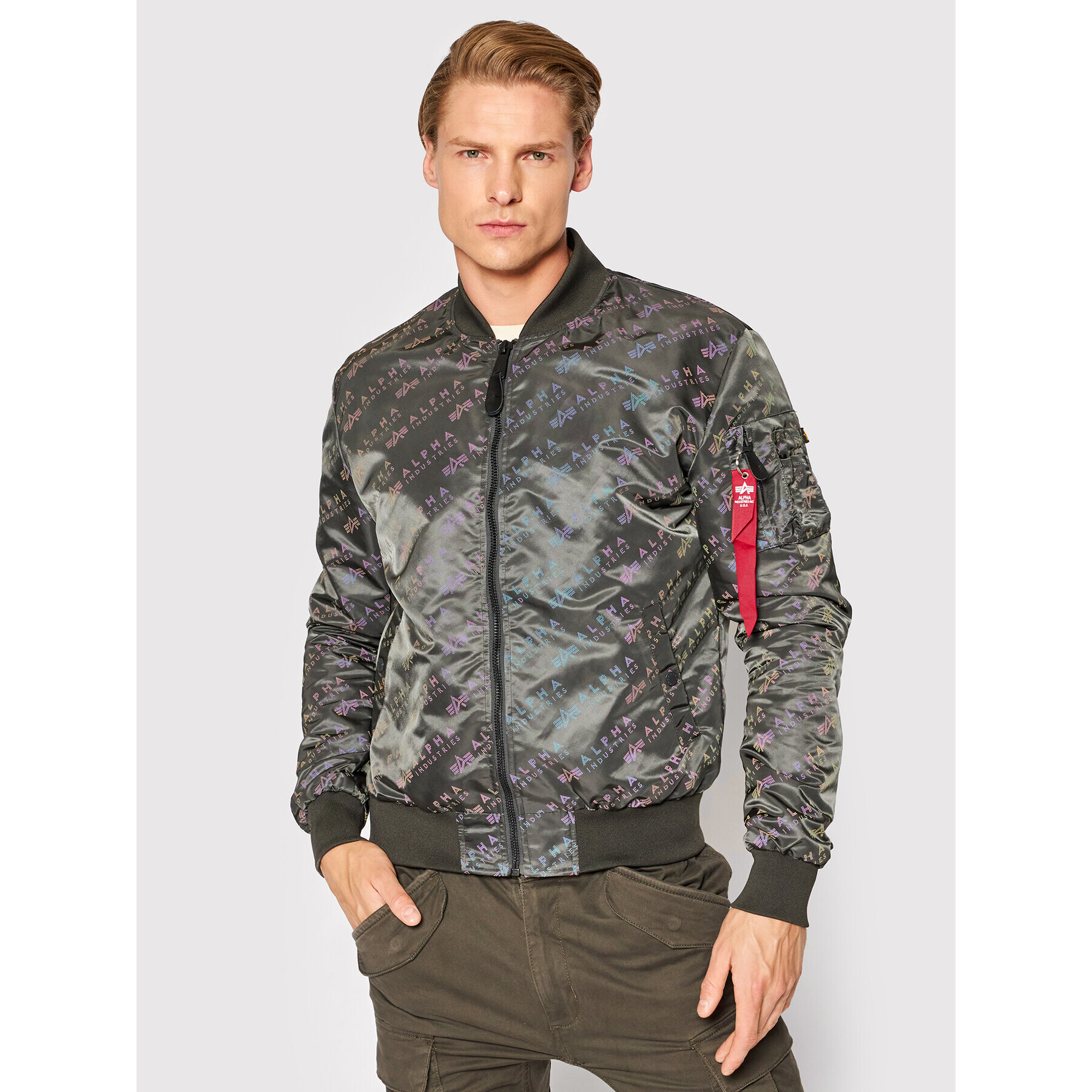 Alpha Industries Bunda bomber Ma-1 Lw Aop Rainbow Ref. 106109 Šedá Regular Fit - Pepit.cz