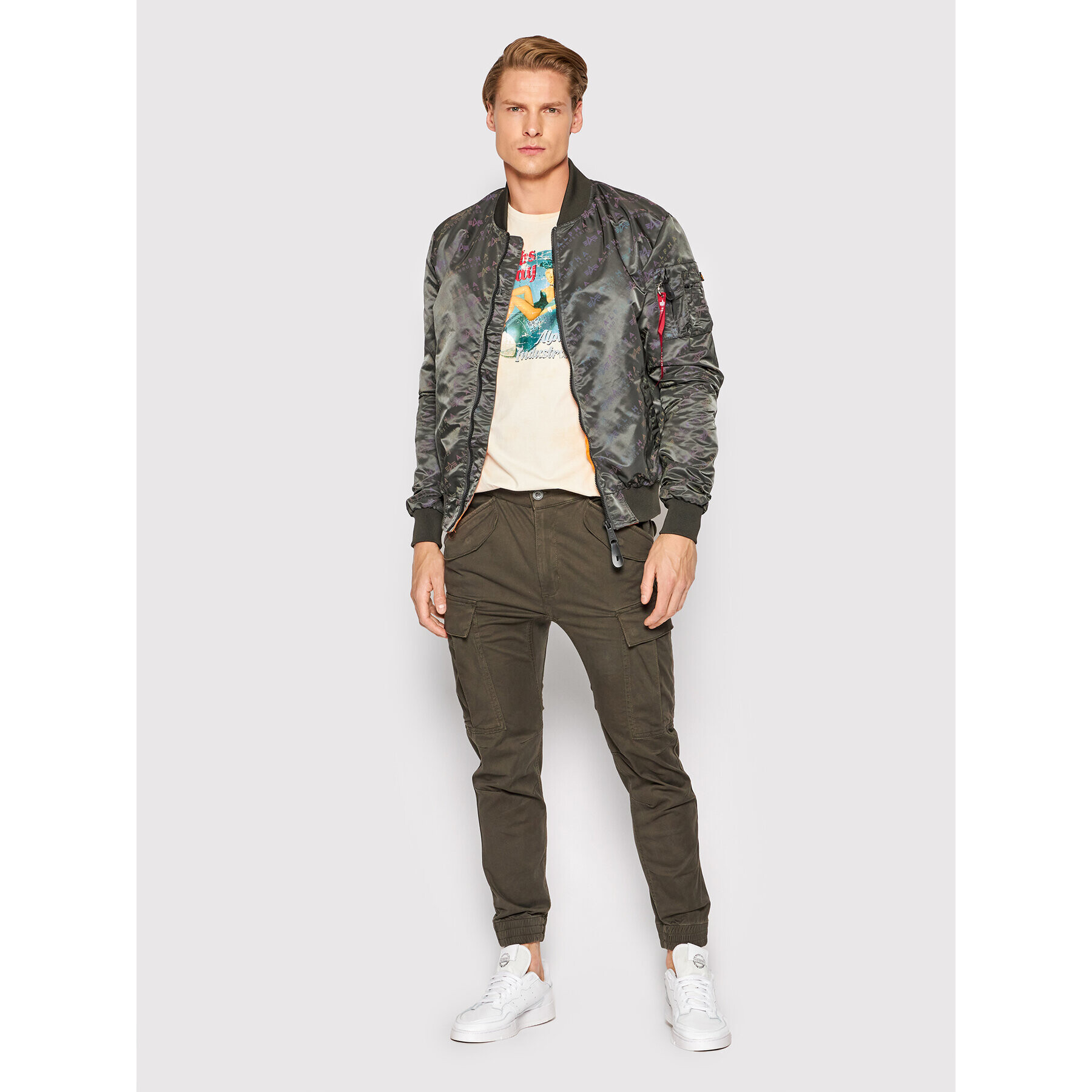 Alpha Industries Bunda bomber Ma-1 Lw Aop Rainbow Ref. 106109 Šedá Regular Fit - Pepit.cz