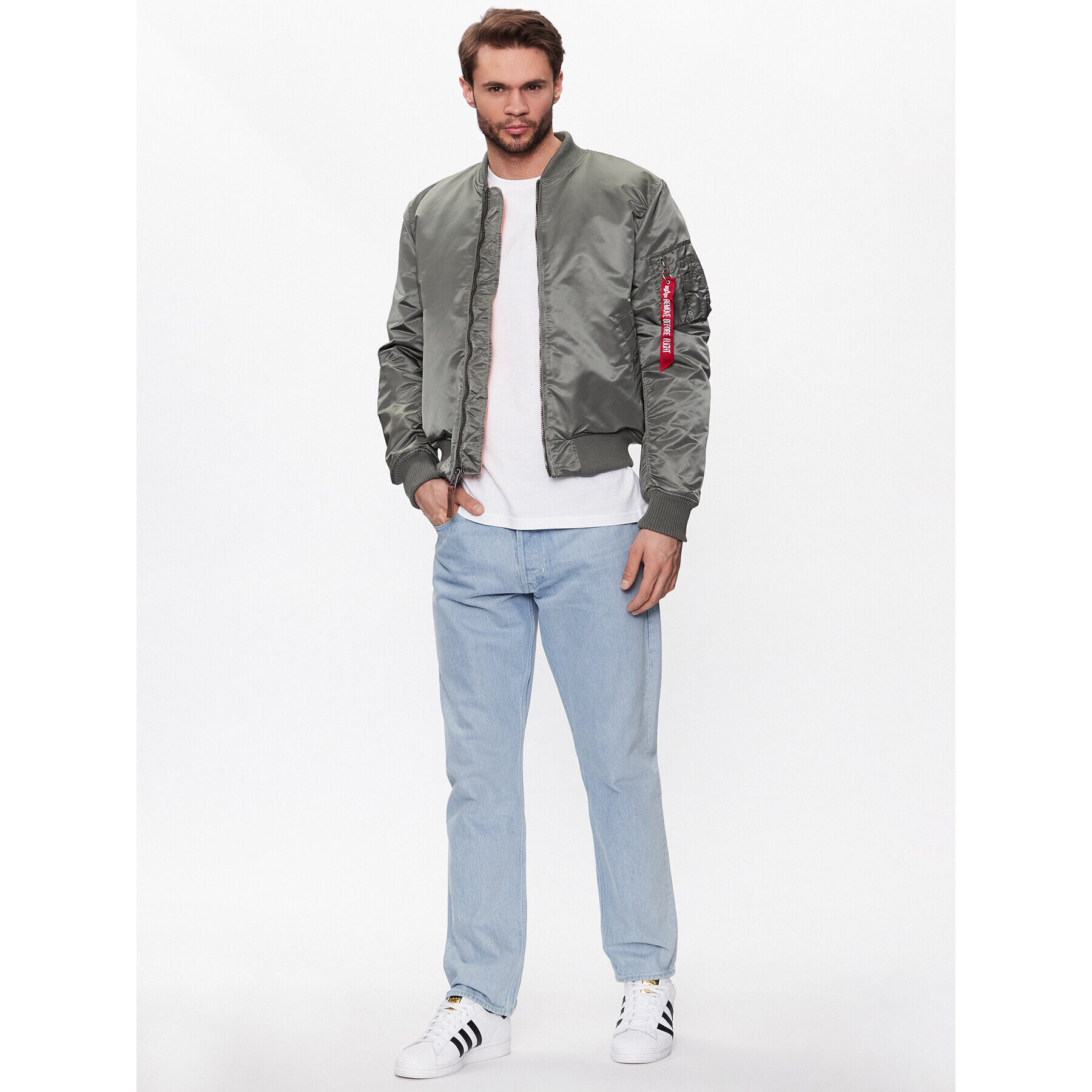 Alpha Industries Bunda bomber MA-1 191118 Šedá Slim Fit - Pepit.cz