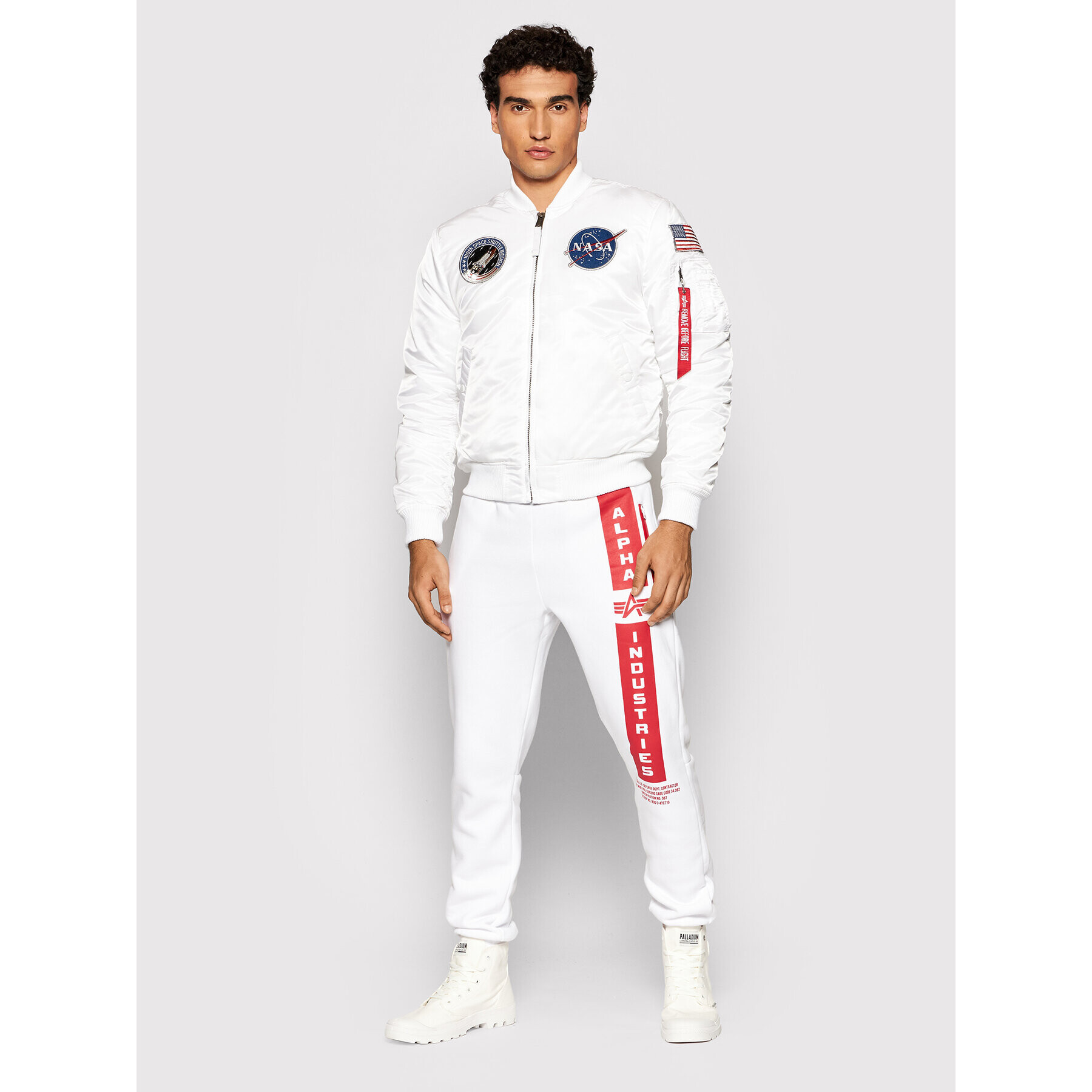 Alpha Industries Bunda bomber Nasa 166107LP Bílá Slim Fit - Pepit.cz