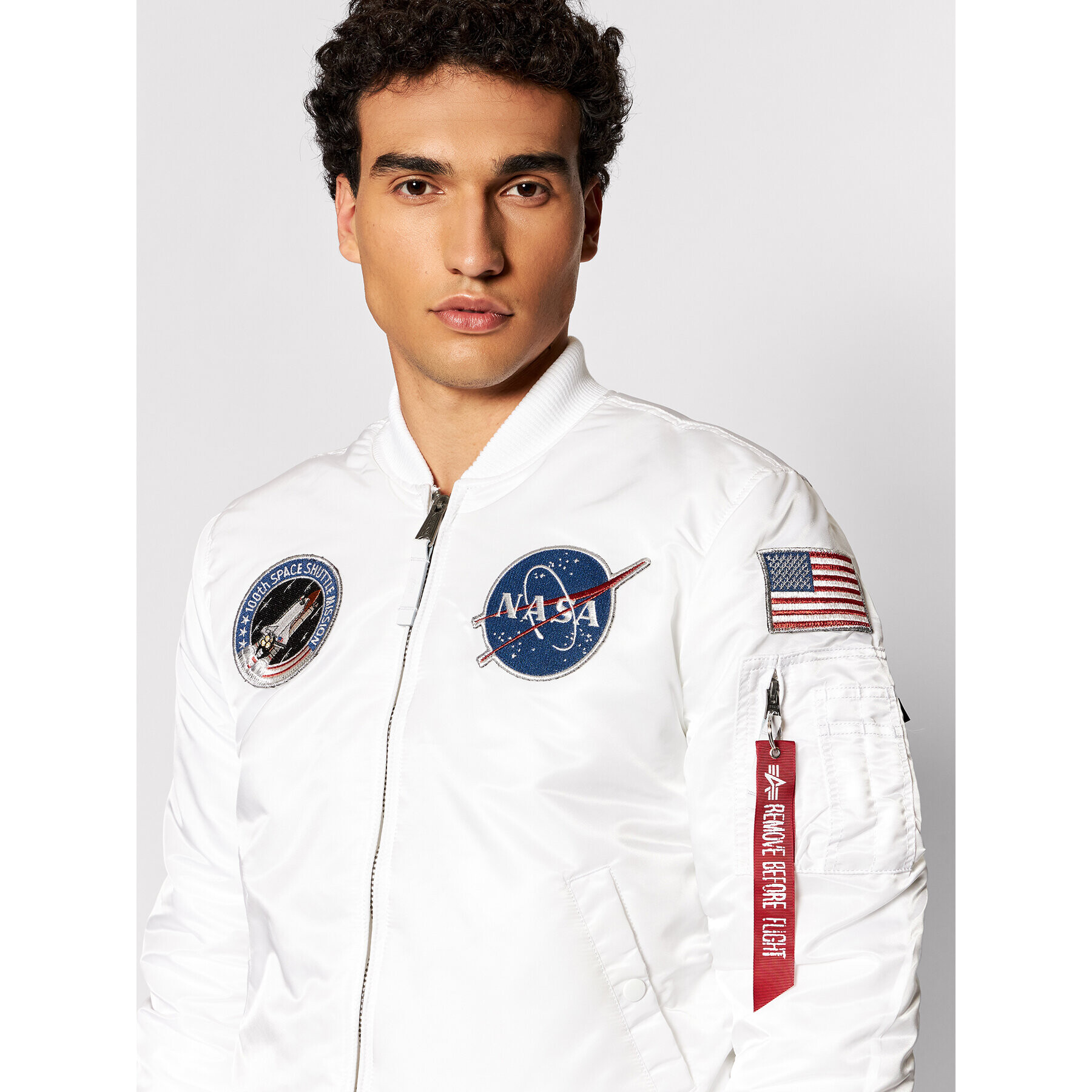 Alpha Industries Bunda bomber Nasa 166107LP Bílá Slim Fit - Pepit.cz