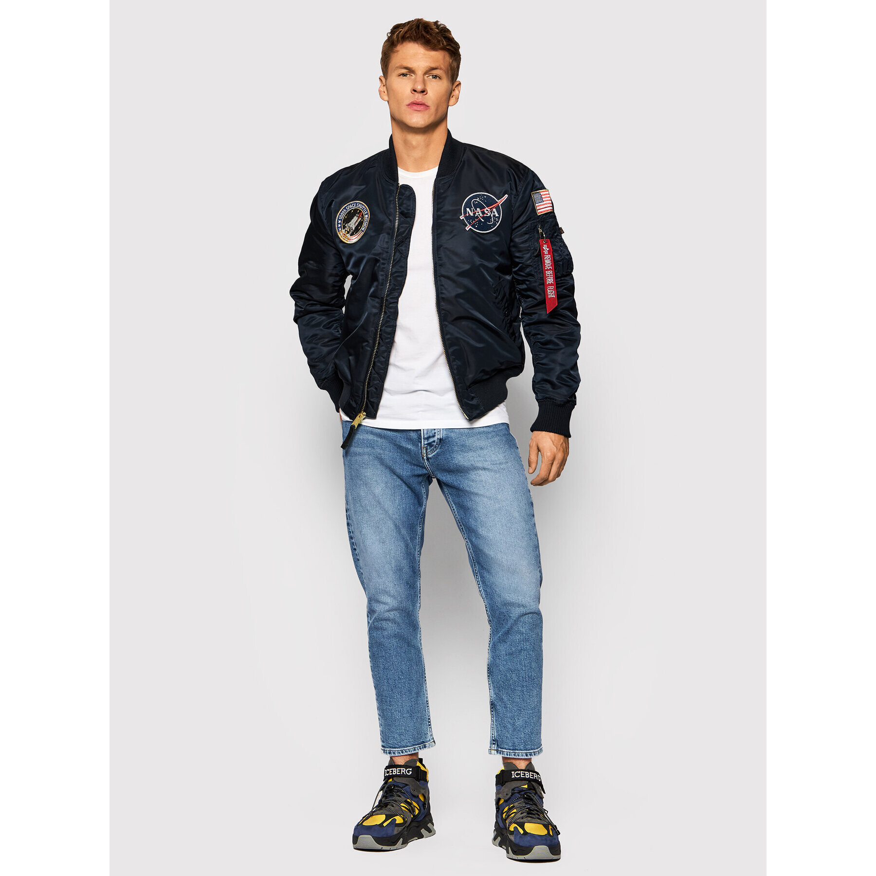 Alpha Industries Bunda bomber Nasa 166107LP Tmavomodrá Slim Fit - Pepit.cz