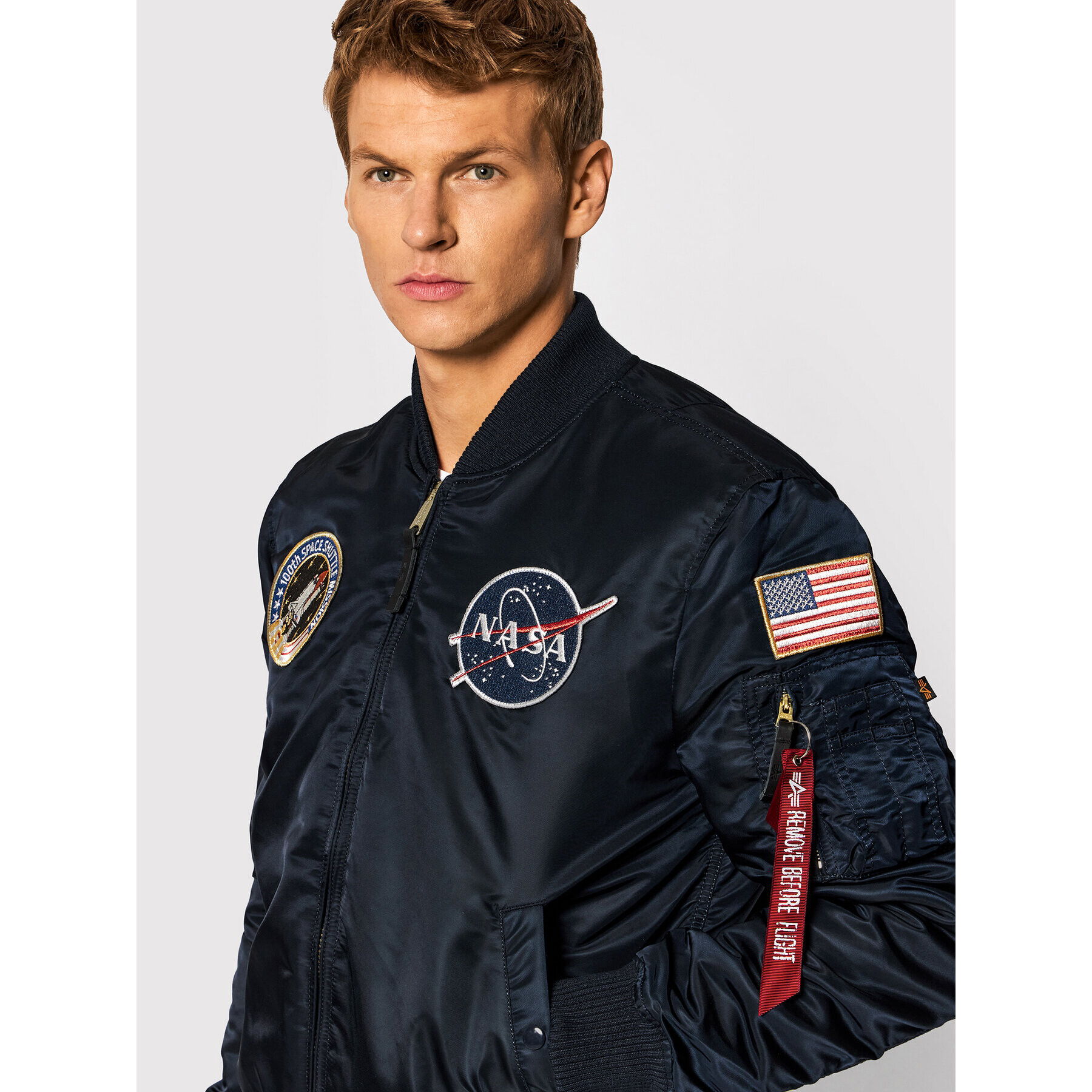 Alpha Industries Bunda bomber Nasa 166107LP Tmavomodrá Slim Fit - Pepit.cz