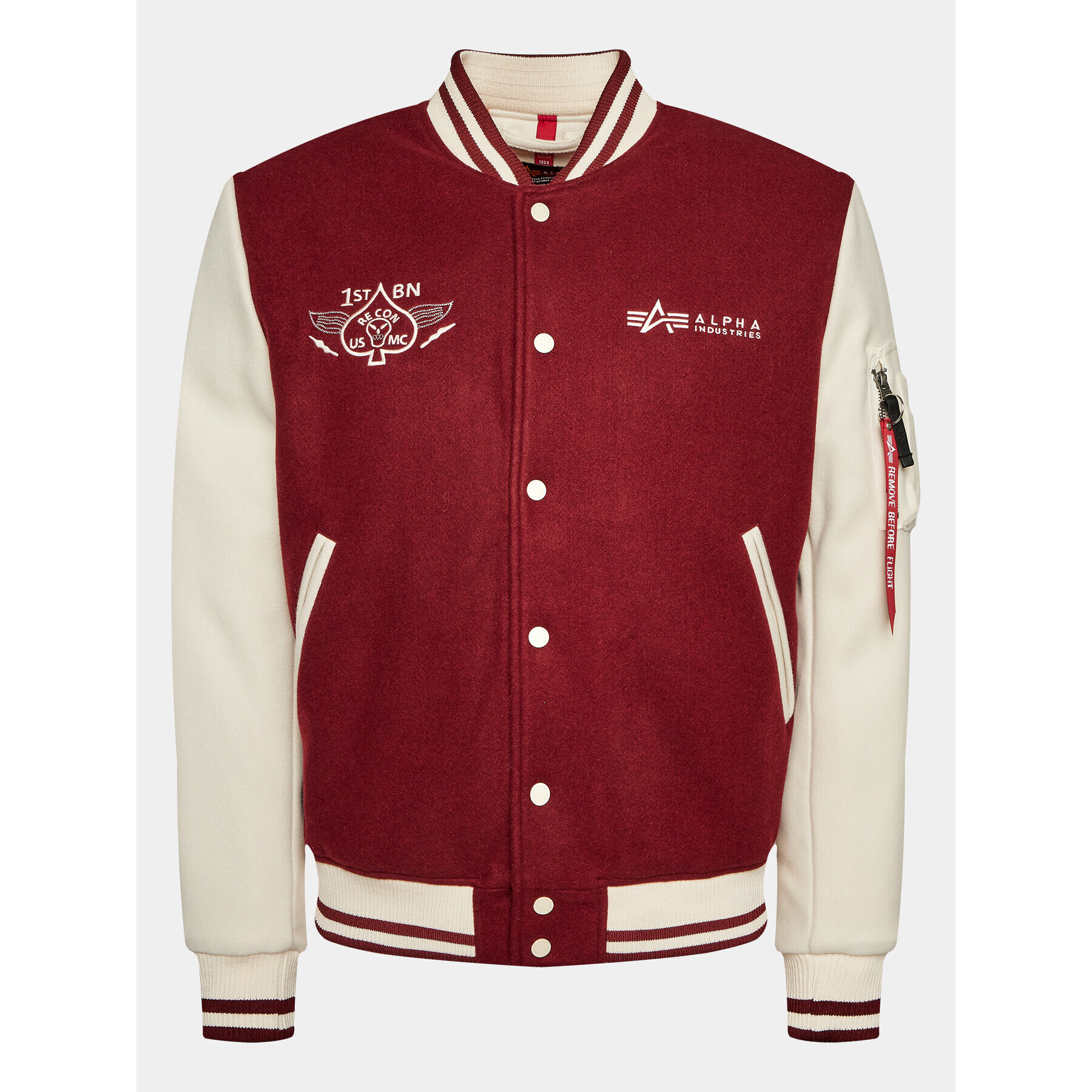 Alpha Industries Bunda bomber Varsity Air Force 138107 Bordó Regular Fit - Pepit.cz