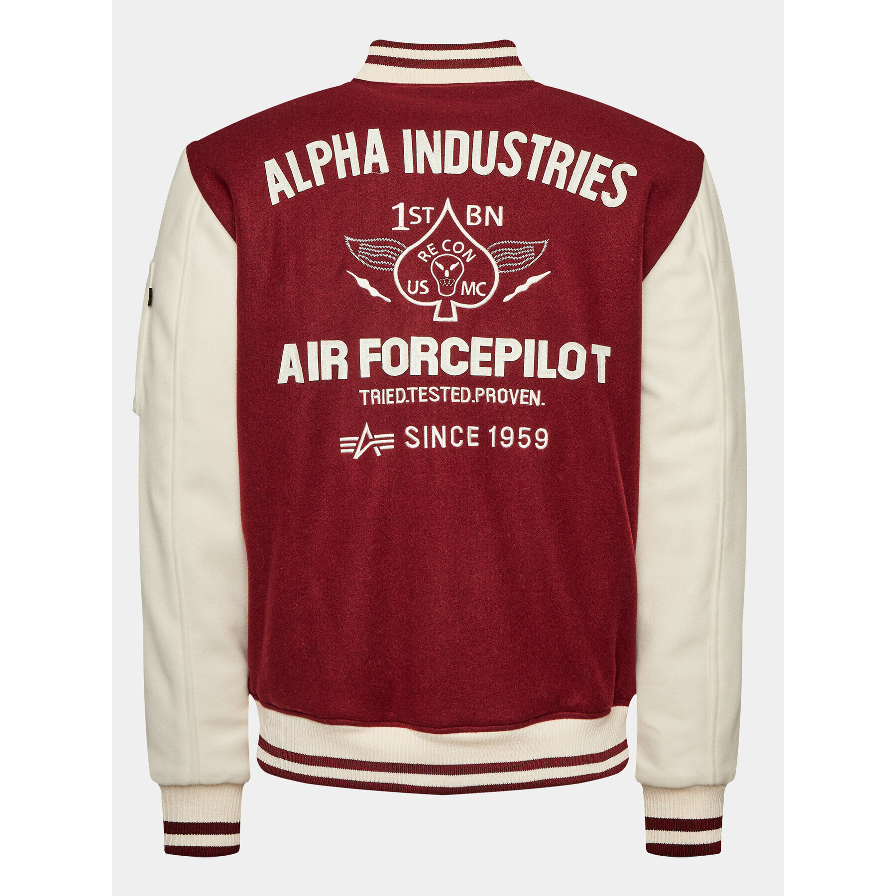 Alpha Industries Bunda bomber Varsity Air Force 138107 Bordó Regular Fit - Pepit.cz