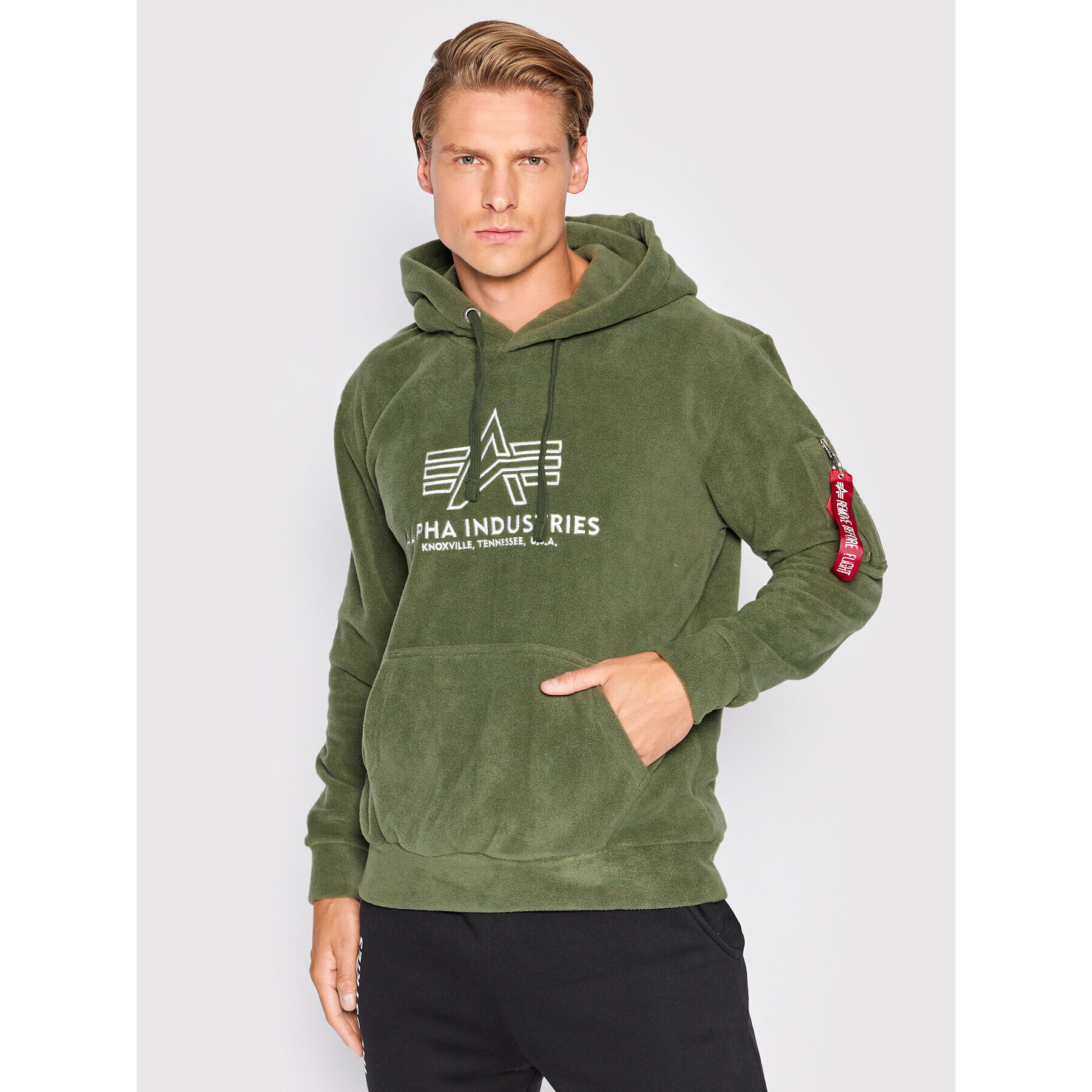 Alpha Industries Fleecová mikina Basic 118341 Zelená Regular Fit - Pepit.cz