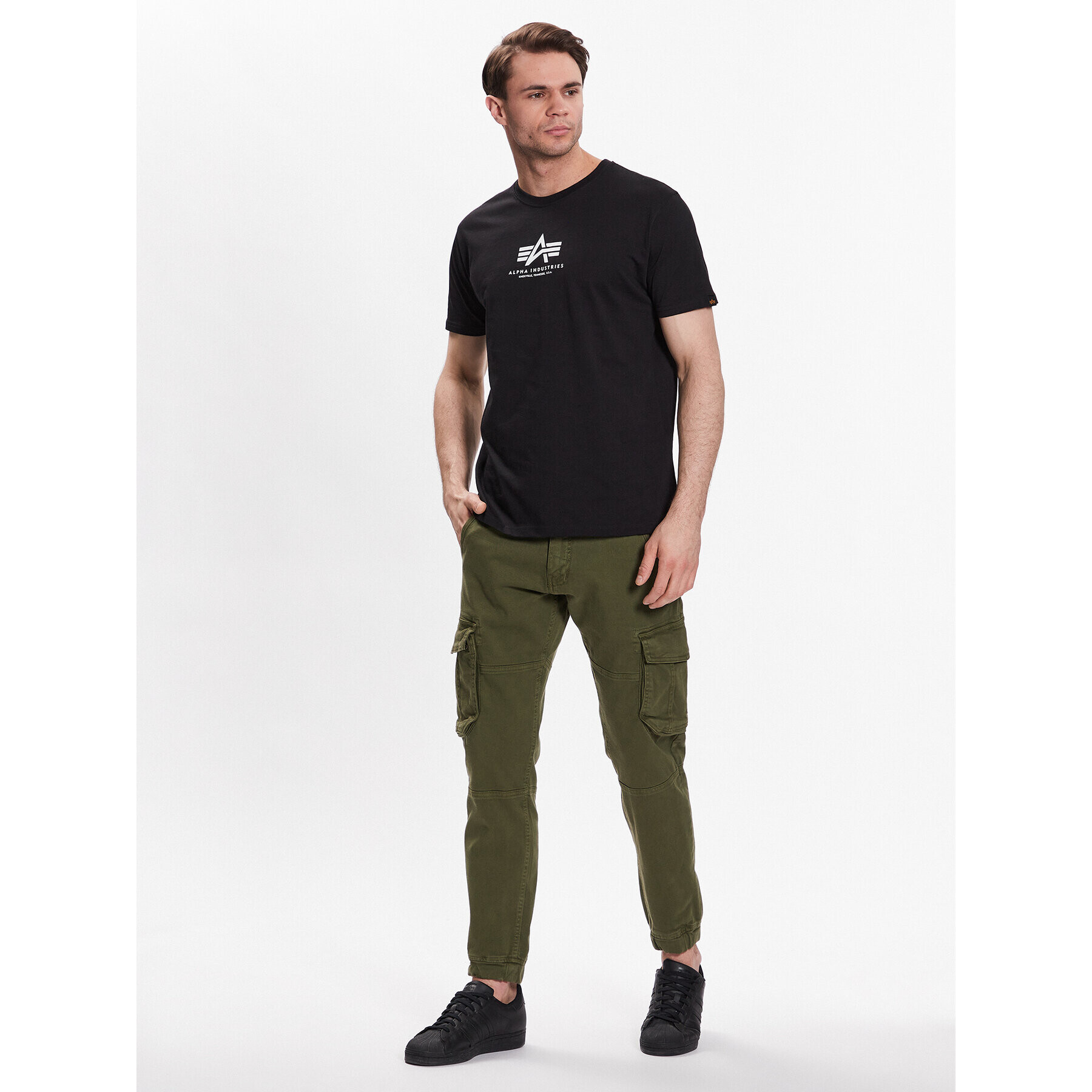 Alpha Industries Kalhoty z materiálu Army 196210 Zelená Regular Fit - Pepit.cz